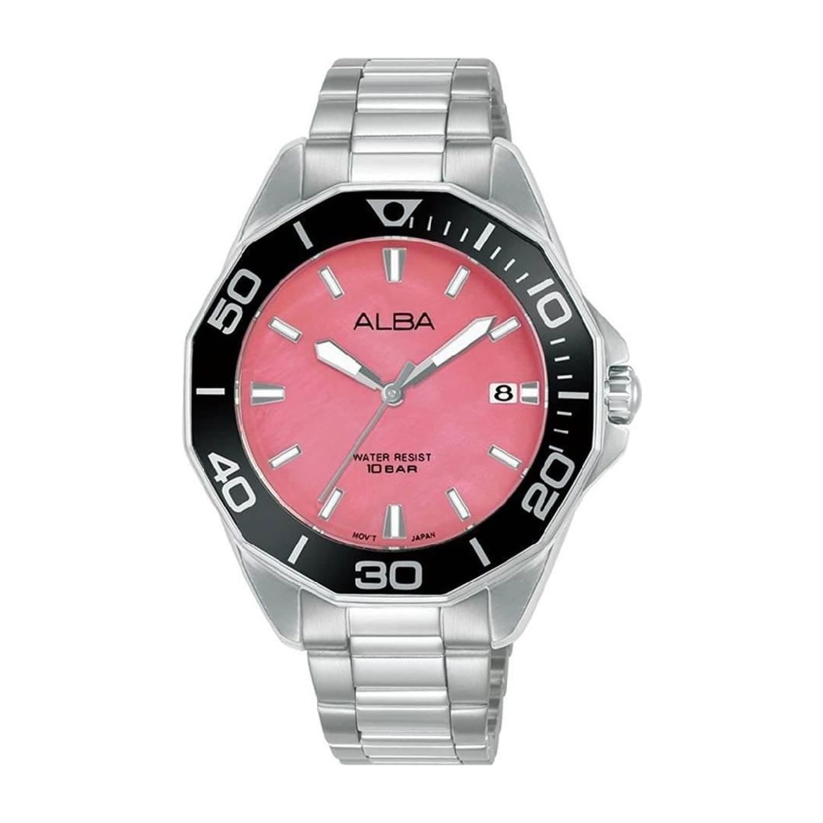 Alba Women's Analogue Watch, 36 mm, Steel Bracelet, Pink Dial