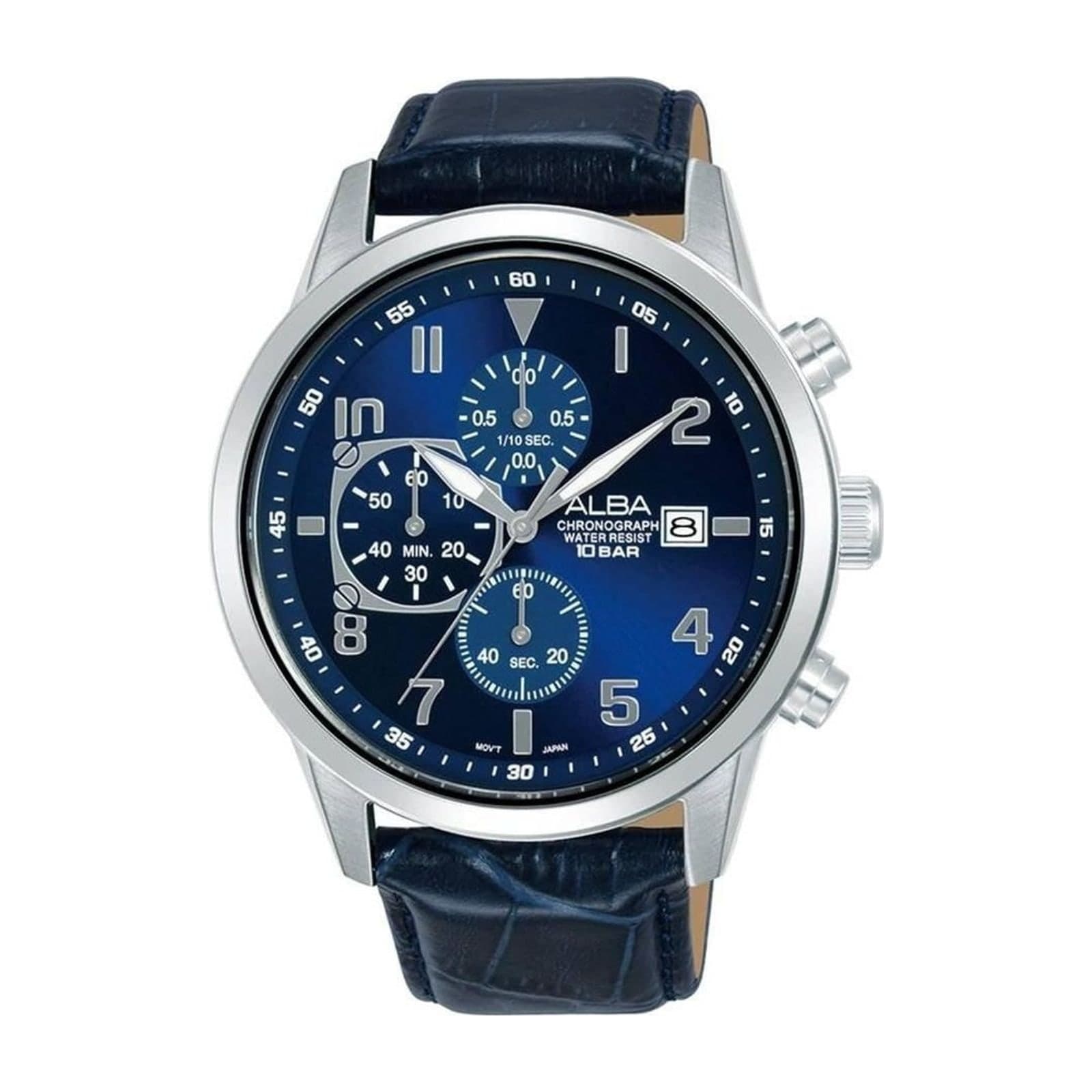 Alba AM3A15X1 Men's Chronograph, 44 mm, Blue Leather Strap