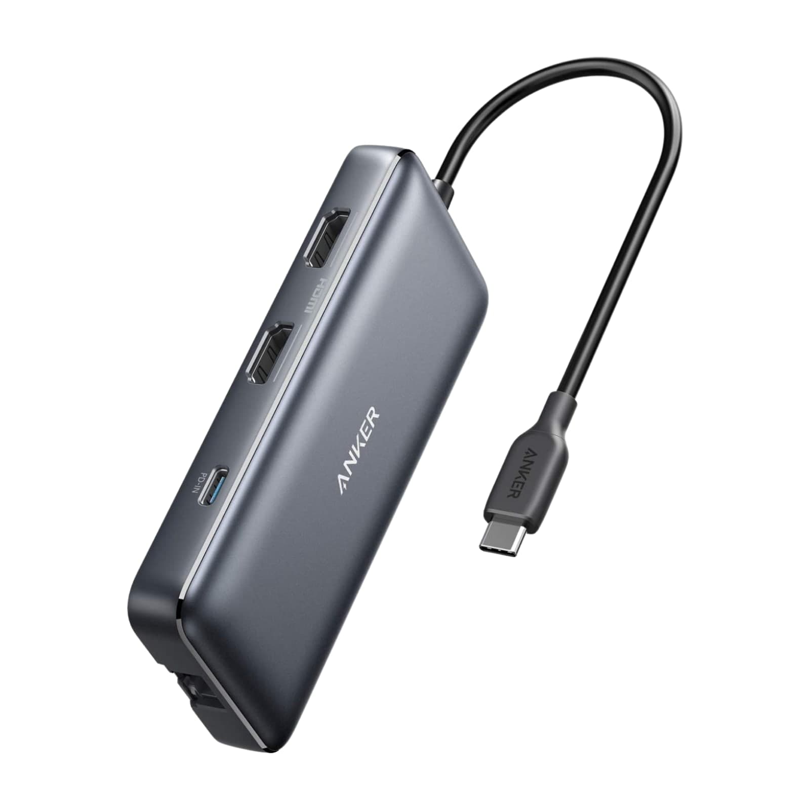 Anker 553 USB-C hub, 8-in-1, grey aluminium, with captive USB-C cable