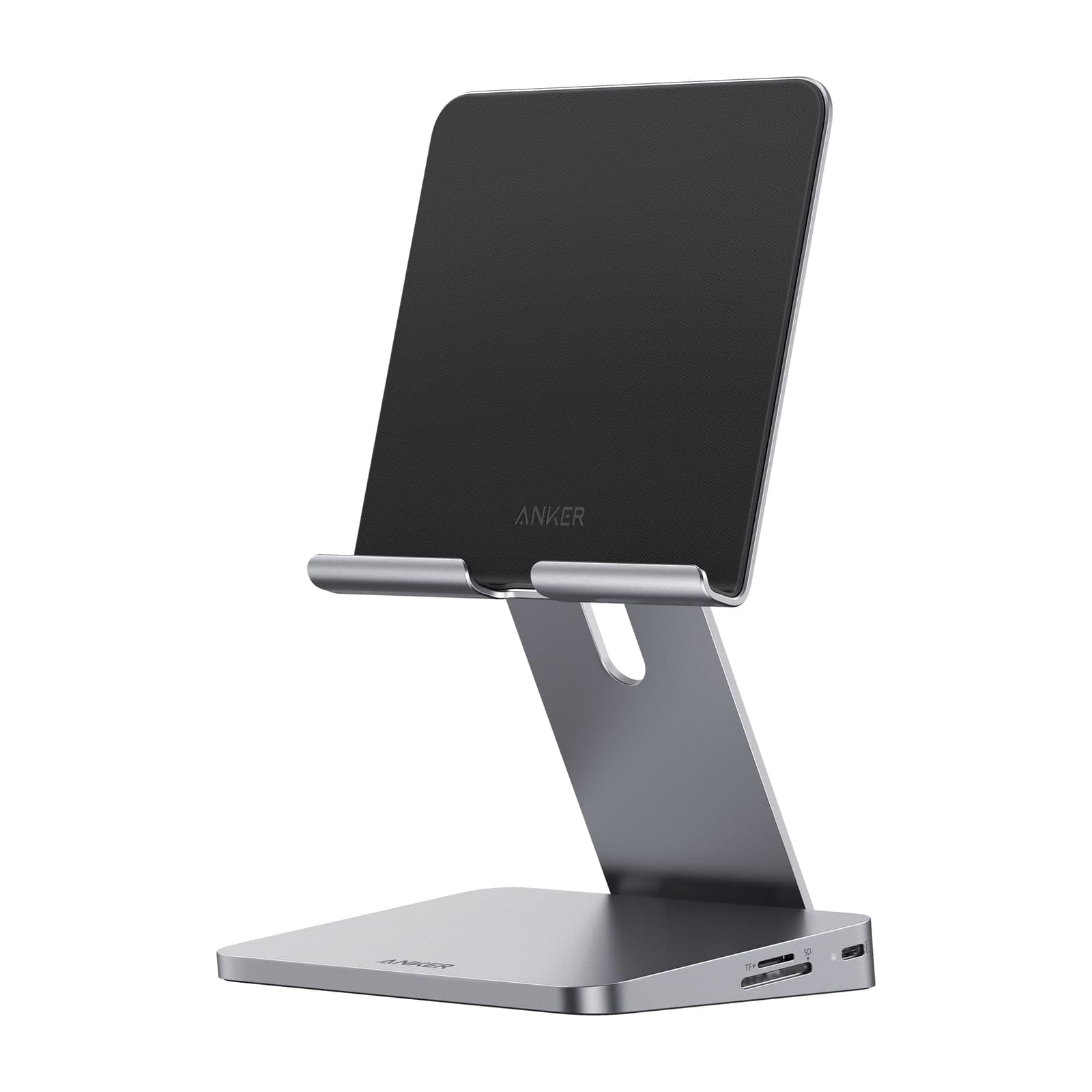 Anker 551 USB-C hub with integrated tablet stand, grey aluminium