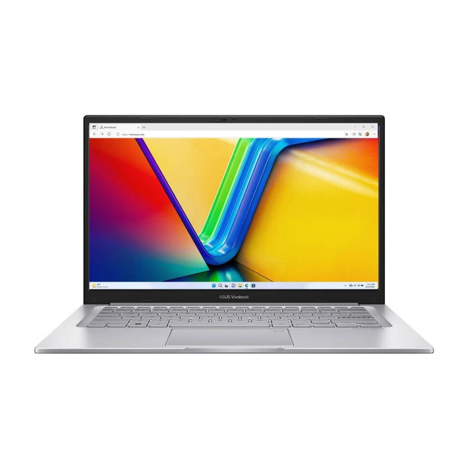 ASUS Vivobook 14 laptop in silver, open, front
