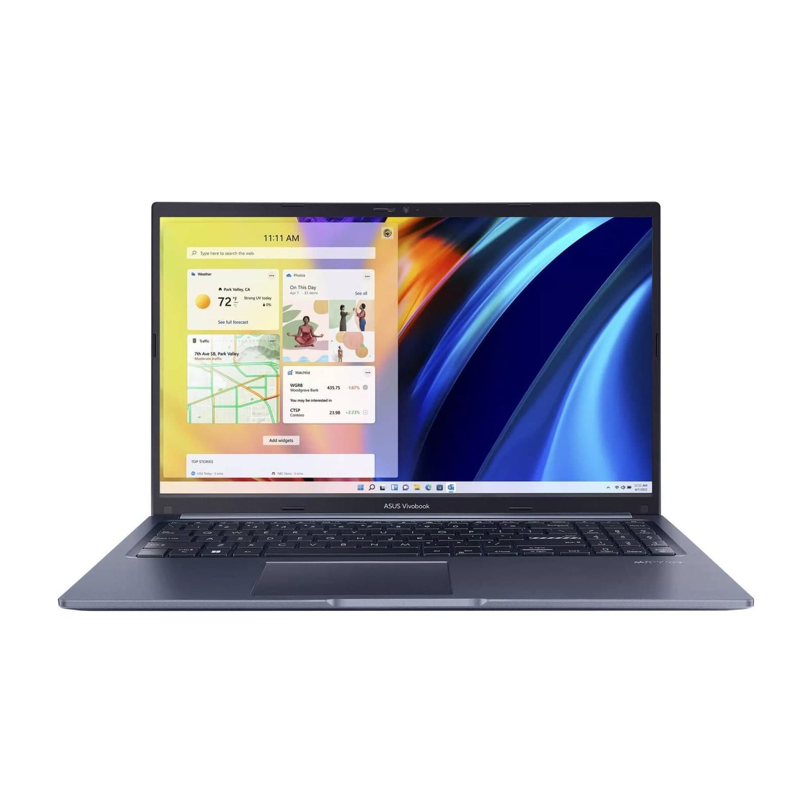 ASUS Vivobook 15 M1502NAQ laptop, open, front three-quarter