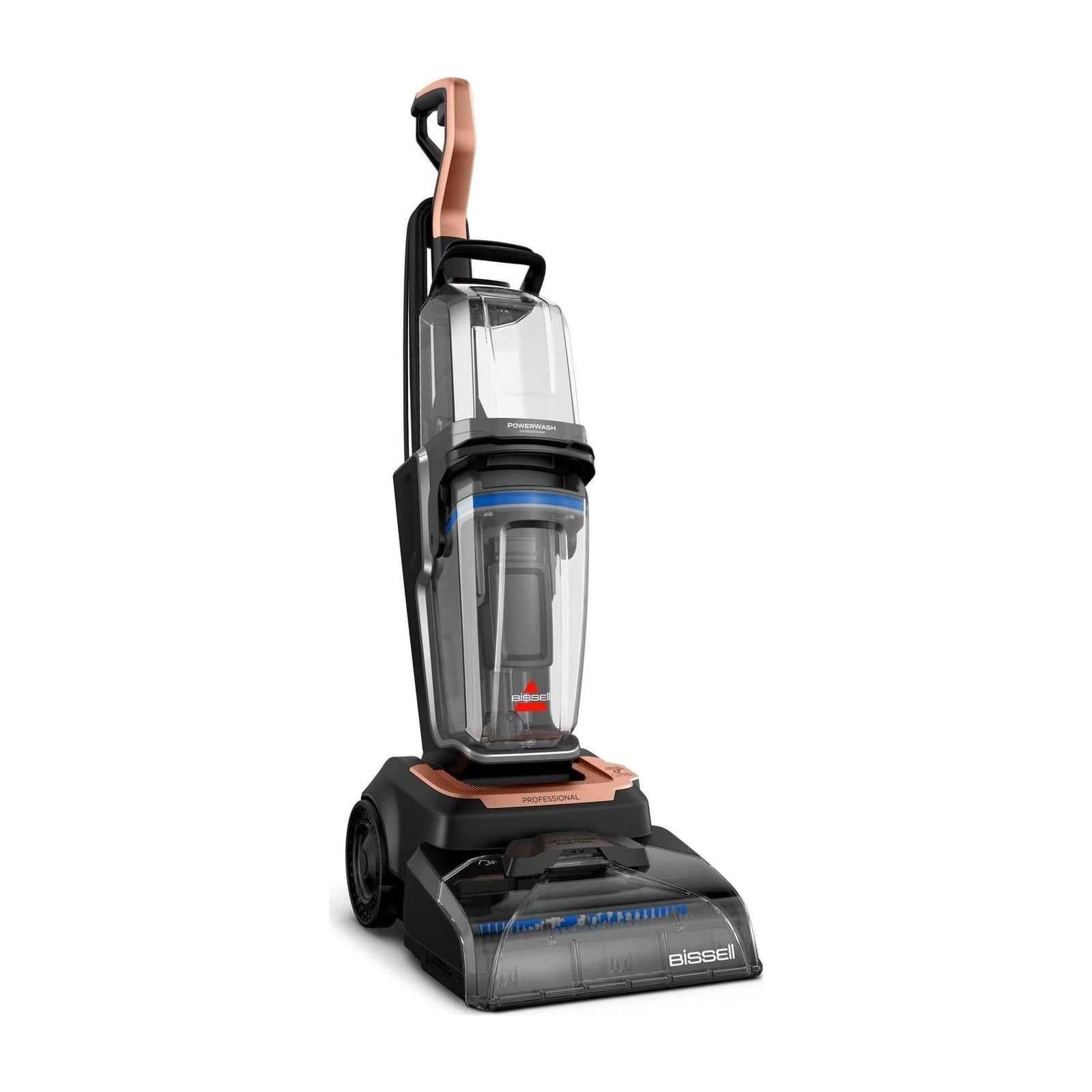 Bissell PowerWash HydroSteam 4201K carpet and upholstery washer, black with copper handle, front view