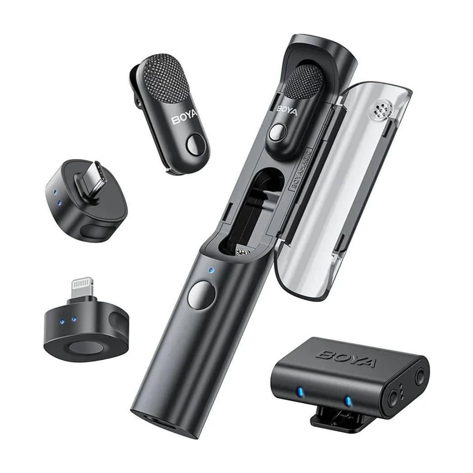 BOYA Magic-02 Wireless Microphone with Lightning, USB-C and 3.5 mm, Black