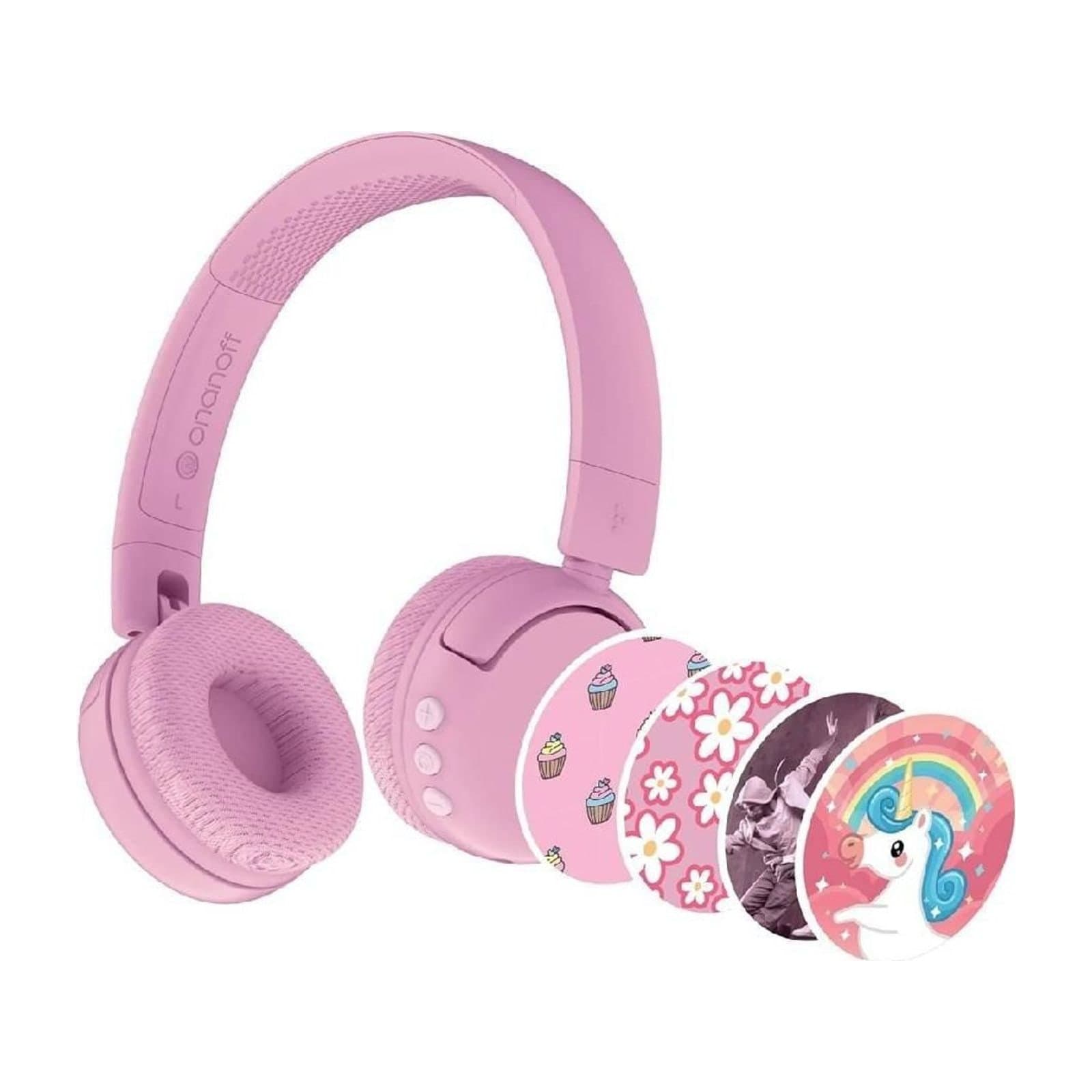 BuddyPhones POP Fun Foldable Kids Headphones with Microphone, Pink