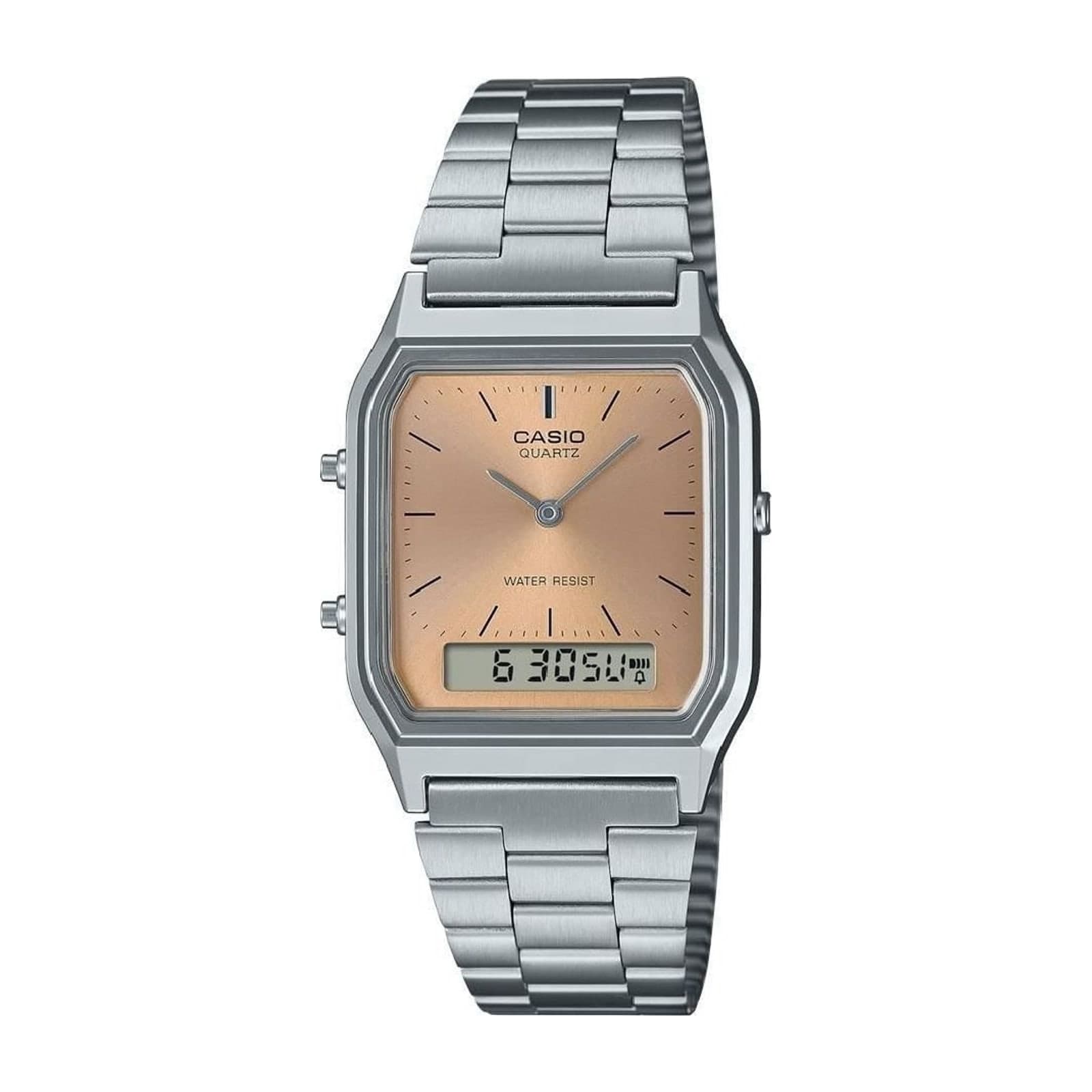 Casio AQ-230A Unisex Analogue-Digital Watch, 39 mm, Steel Bracelet