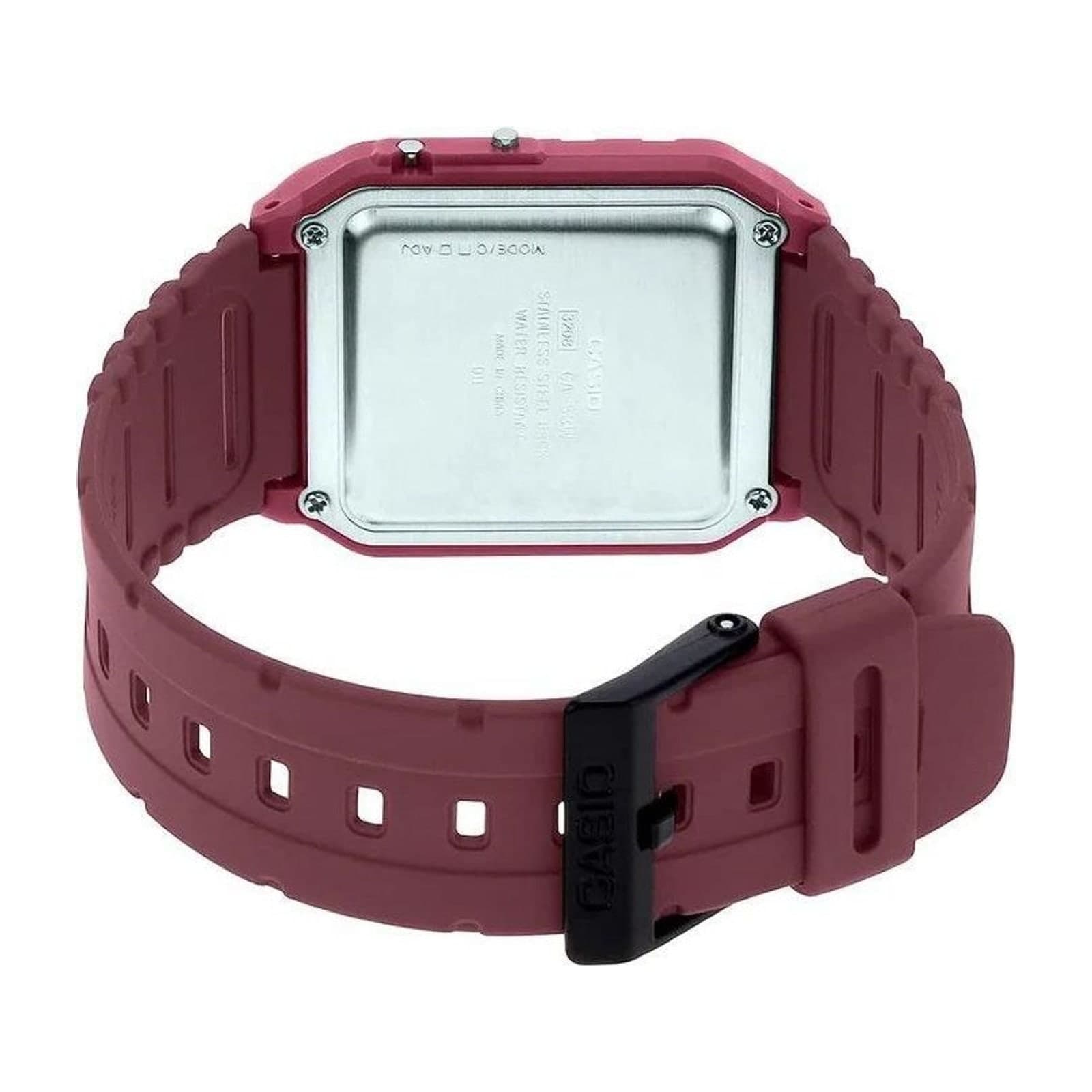 Casio CA-53WF Unisex Digital Calculator Watch, 43 mm, Burgundy Resin Strap — alternate view