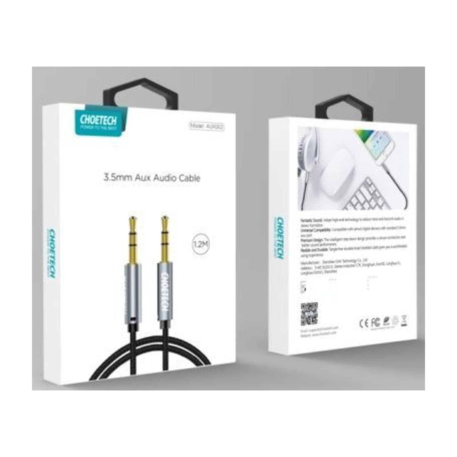 Choetech SoundBridge AUX002 3.5 mm Audio Cable, 1.2 m, Silver — alternate view