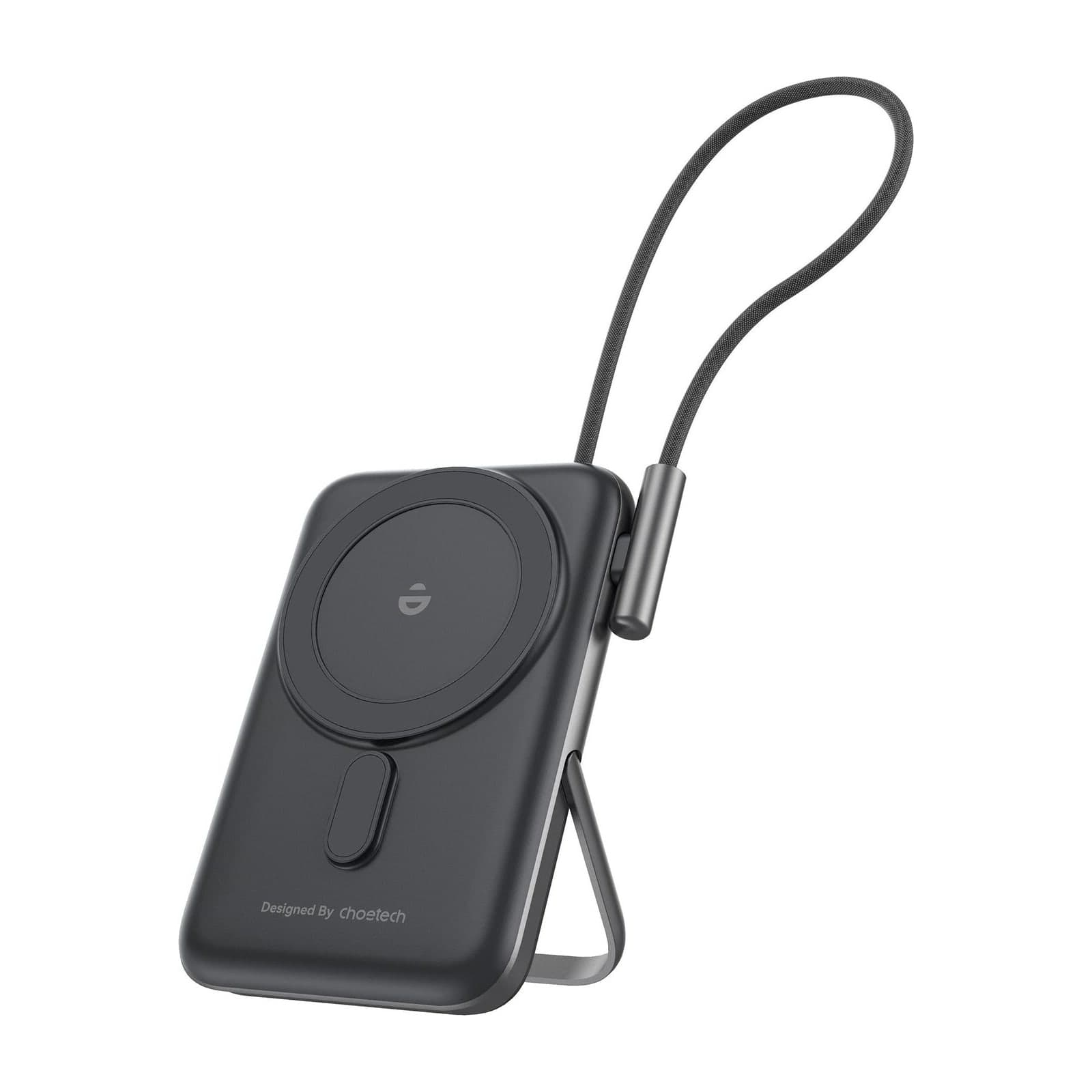 Choetech PowerLeap B735 Magnetic Power Bank with Stand and Adapter, 5000 mAh, 15 W Wireless, Black