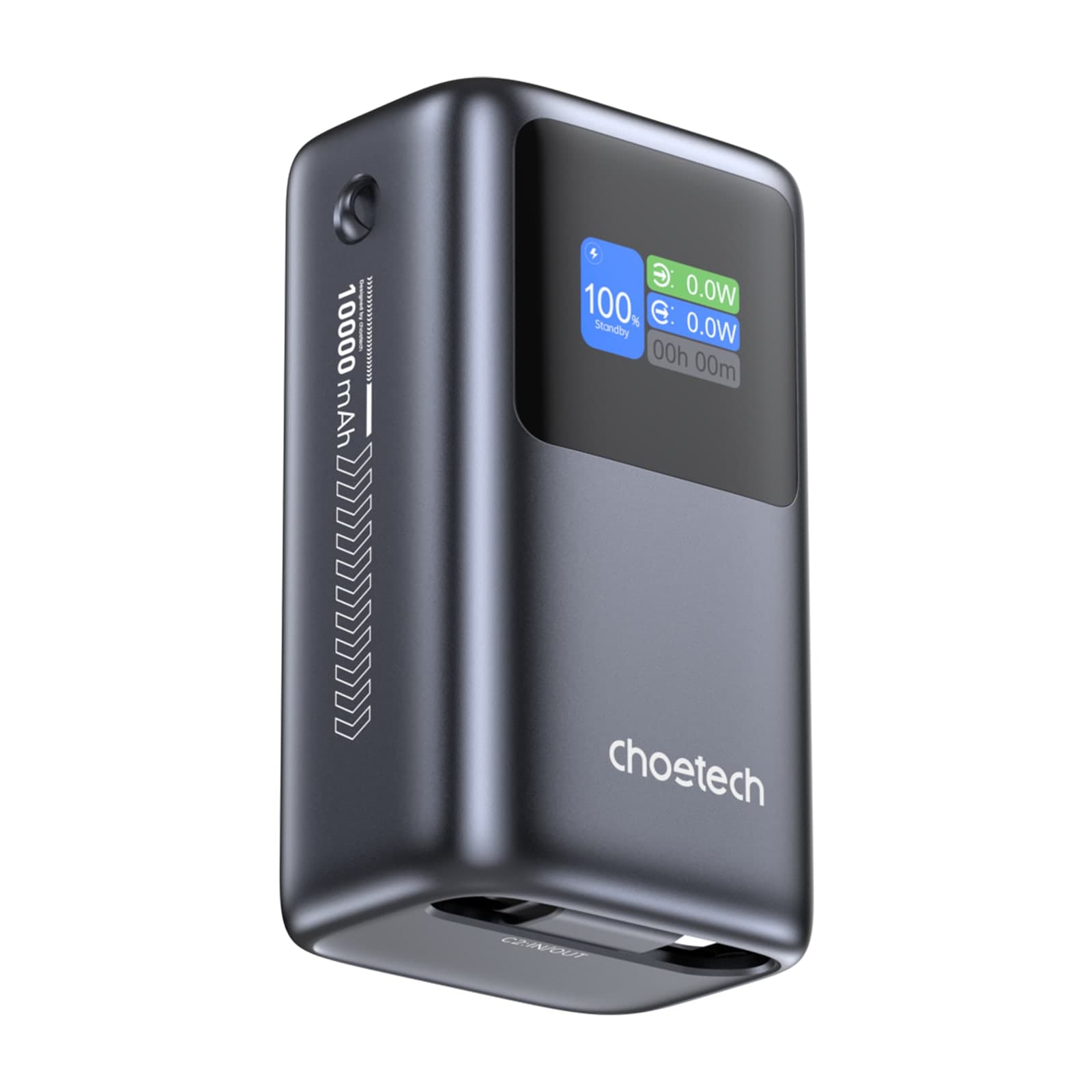 Choetech PowerLeap B814 Power Bank, 10000 mAh, 45 W, TFT Display, Grey