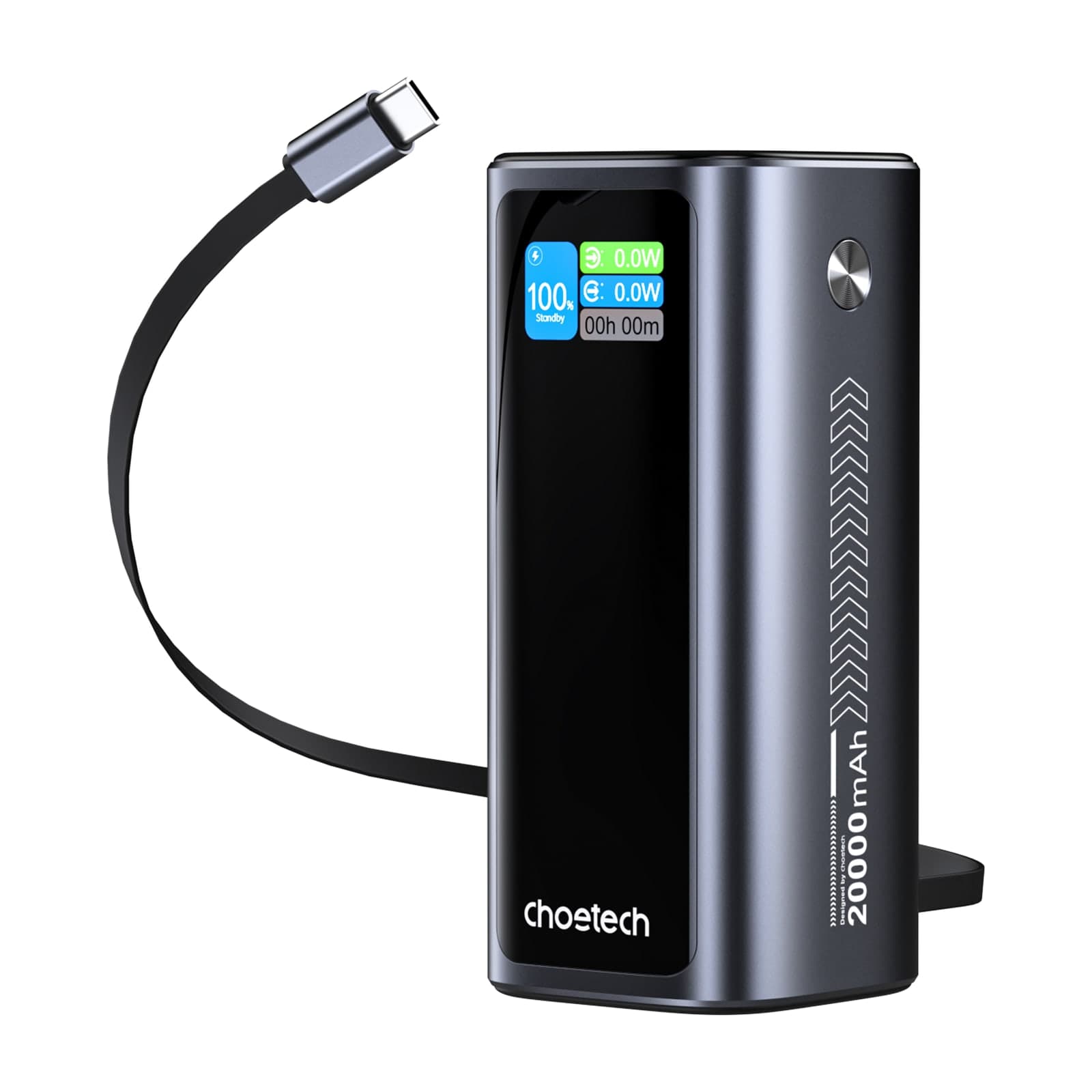 Choetech PowerLeap B815 Power Bank, 12000 mAh, 100 W, TFT Display, Grey