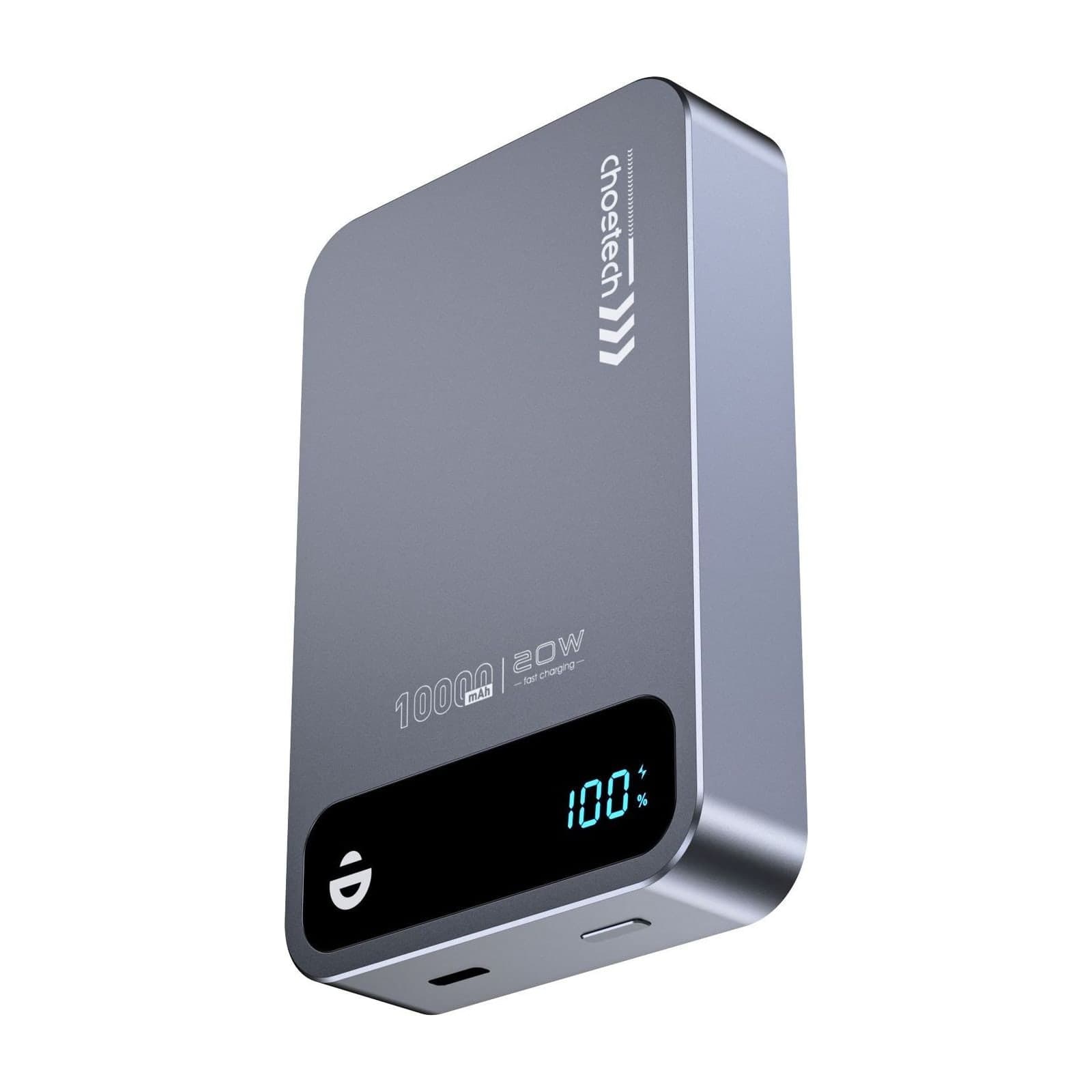 Choetech PowerLeap B822 Semi-Solid Magnetic Power Bank, 10000 mAh, 15 W Wireless, CCC Certified, Grey