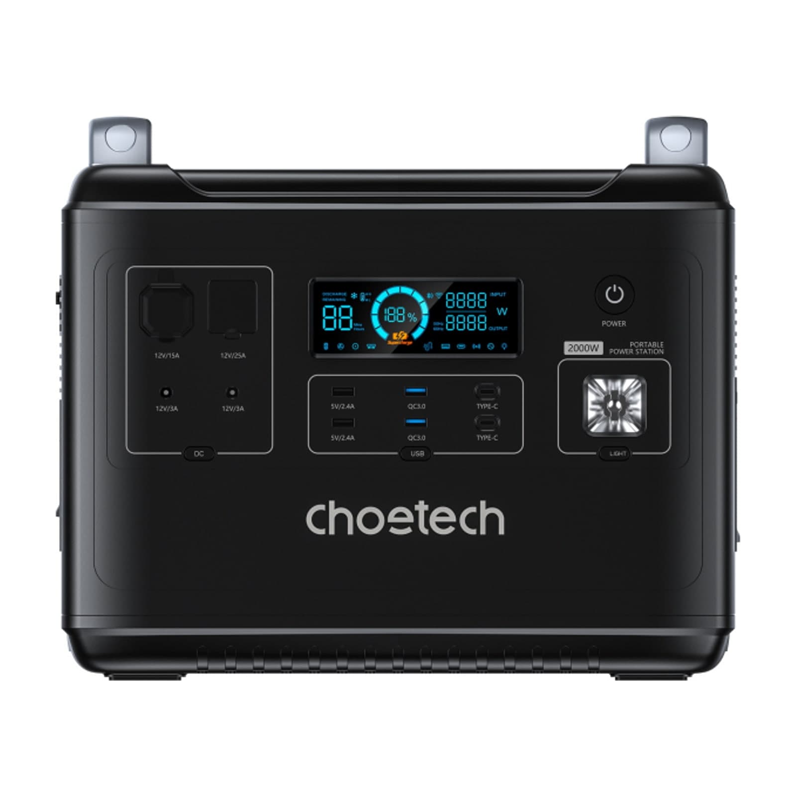 Choetech ريدج 2000 واط محطة طاقة بـUPS وشحن ثنائي الاتجاه، 2048 واط·ساعة، أسود — alternate view
