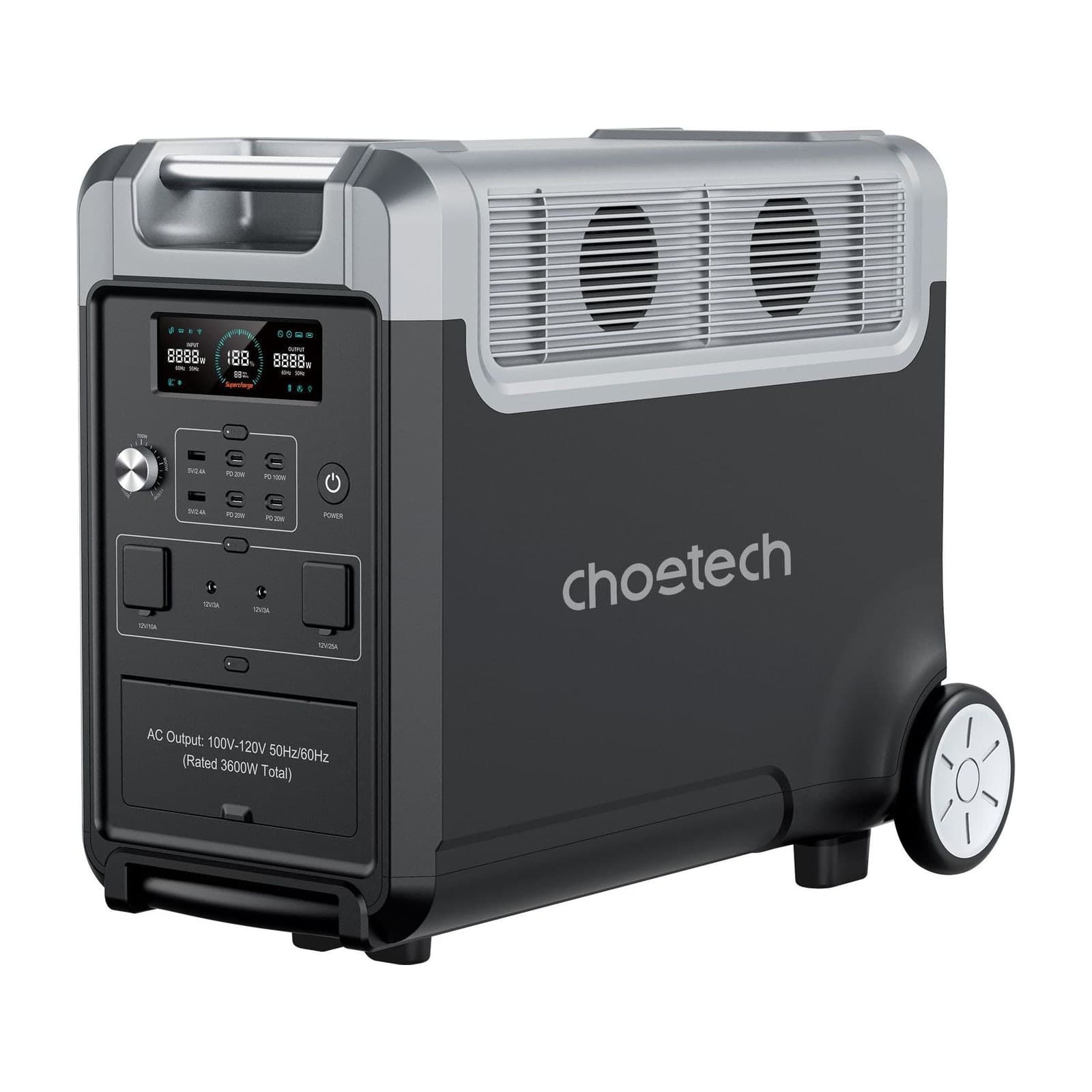 Choetech Haze 3600W Bidirectional UPS Power Station, 3840 Wh, Black