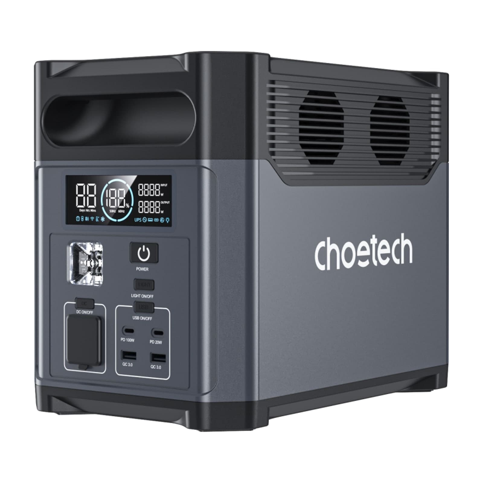 Choetech Dash Pro 1200W Parallel UPS Power Station, 1024 Wh, Black