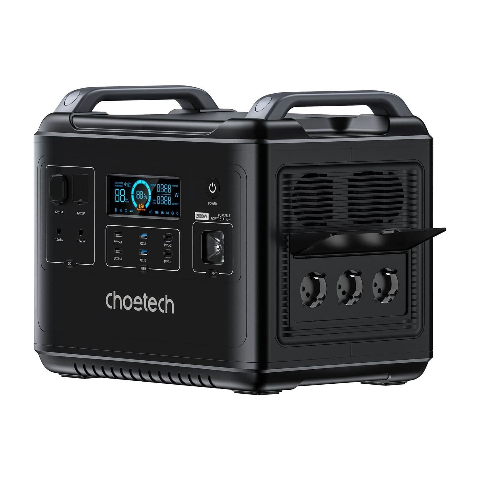Choetech Haze 2 1800W Parallel UPS Power Station, 1536 Wh, Black