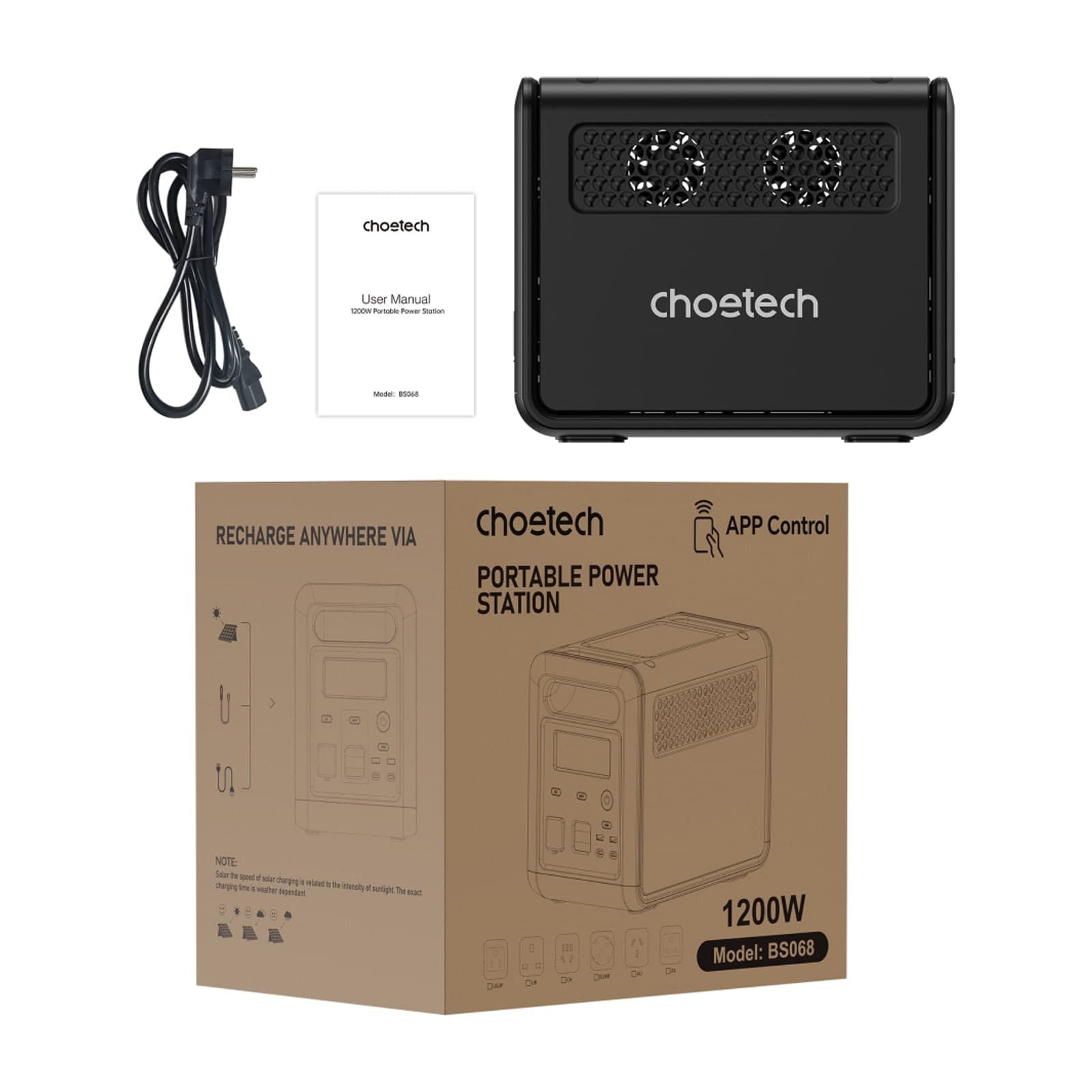 Choetech داش 3 بقدرة 1200 واط محطة طاقة بـUPS، 1024 واط·ساعة، أسود — alternate view