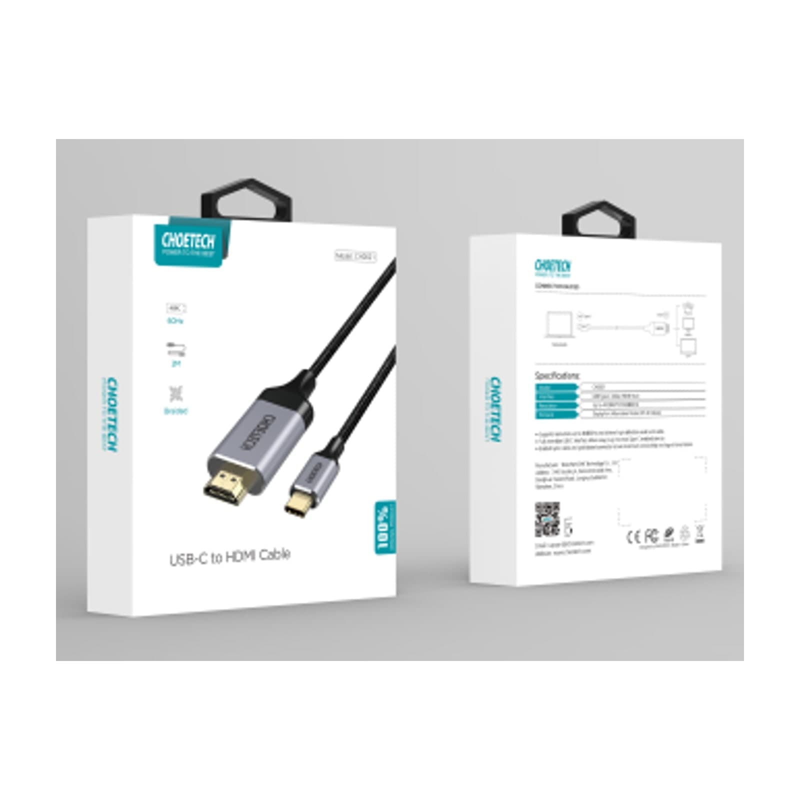 Кабель Choetech VisionLink CH0021 USB-C — HDMI, 4K 60 Гц, 2 м, серый — alternate view