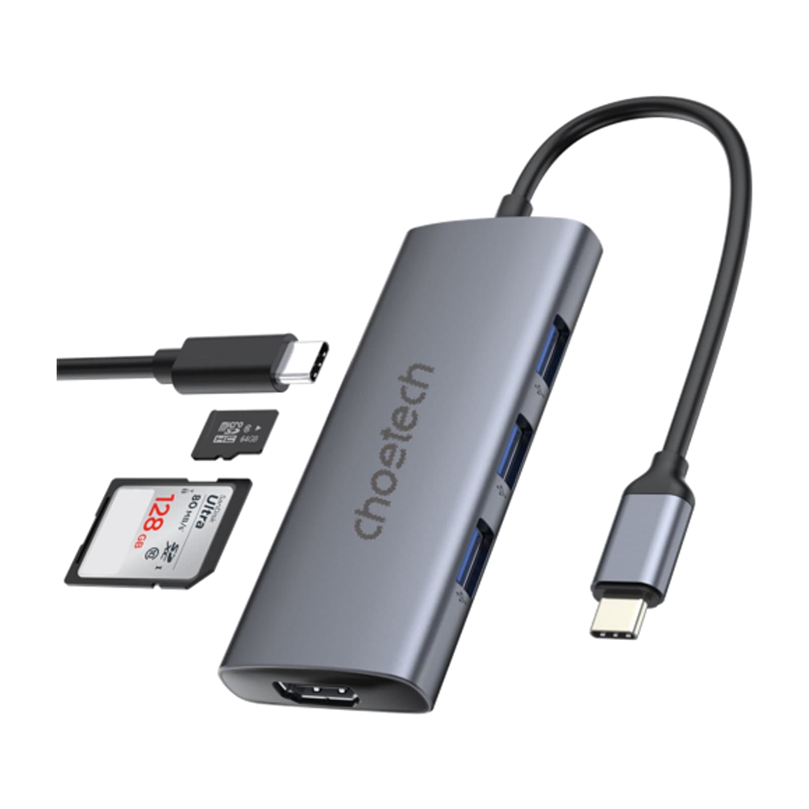 Choetech HubCore HUB-M19 7-in-1 USB-C Multiport Adapter, Grey