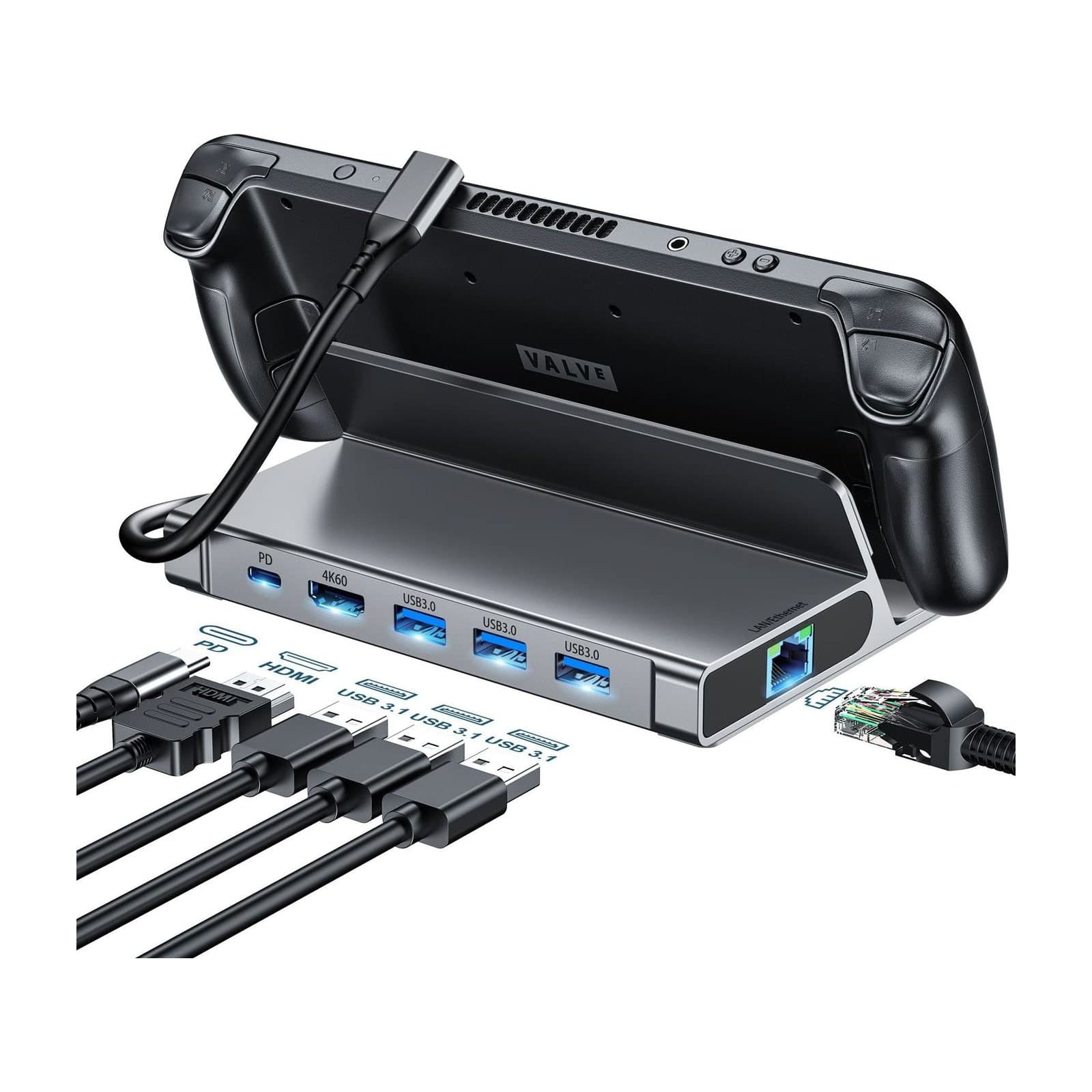 Choetech HubCore HUB-M50 6-in-1 USB-C Dock, 4K 60 Hz HDMI and Ethernet, Grey