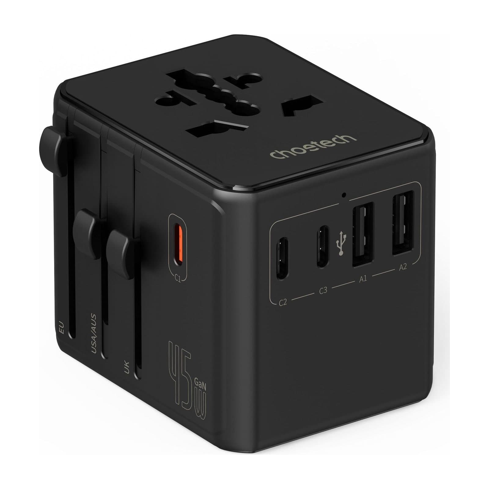 Choetech WorldGO PD45W traveling charger, 2A3C3AC, black