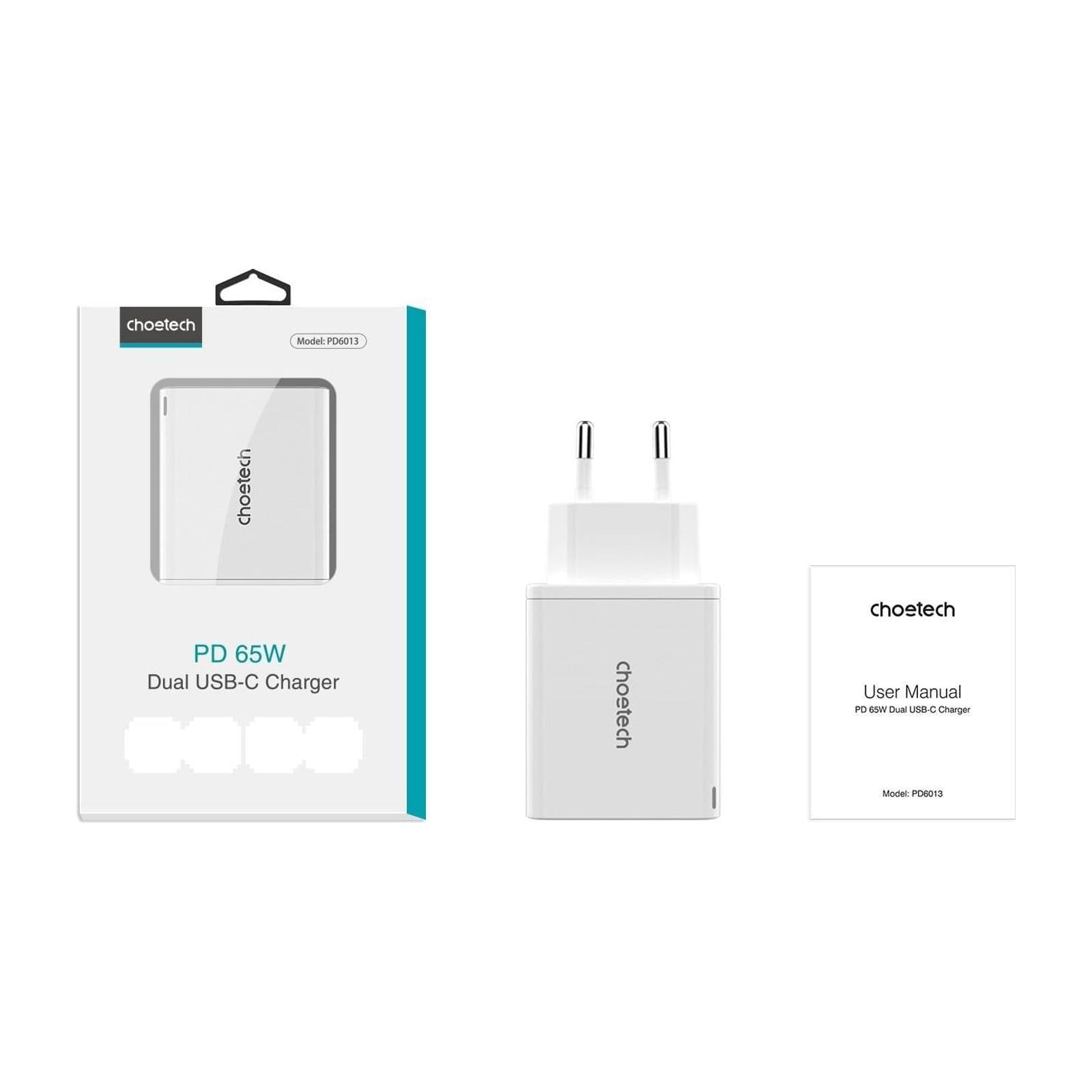 Choetech NexGen PD65W GaN Charger, EU, 2C, white — alternate view