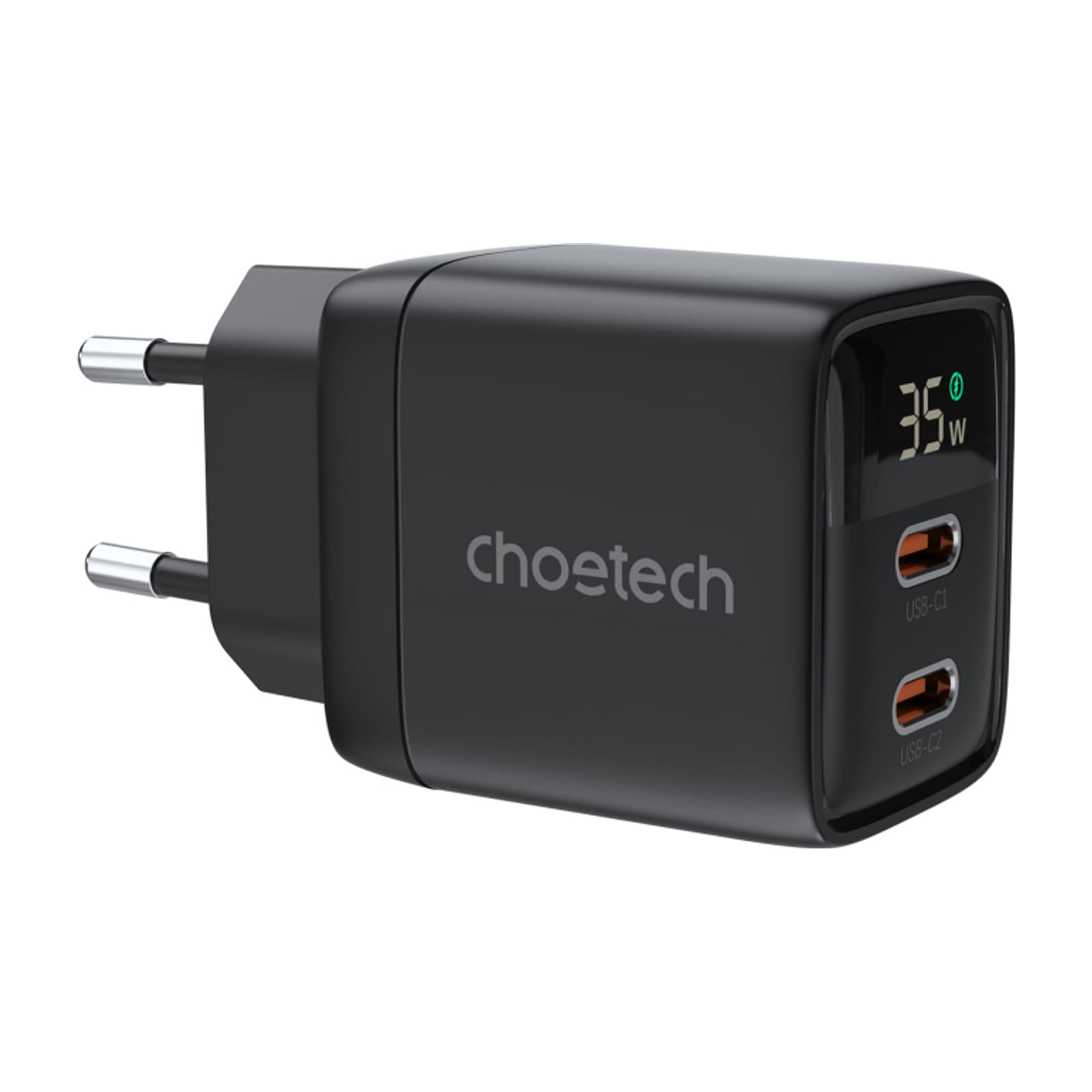 Choetech NexGen PD35W GaN Charger, with display, EU, 2C, black