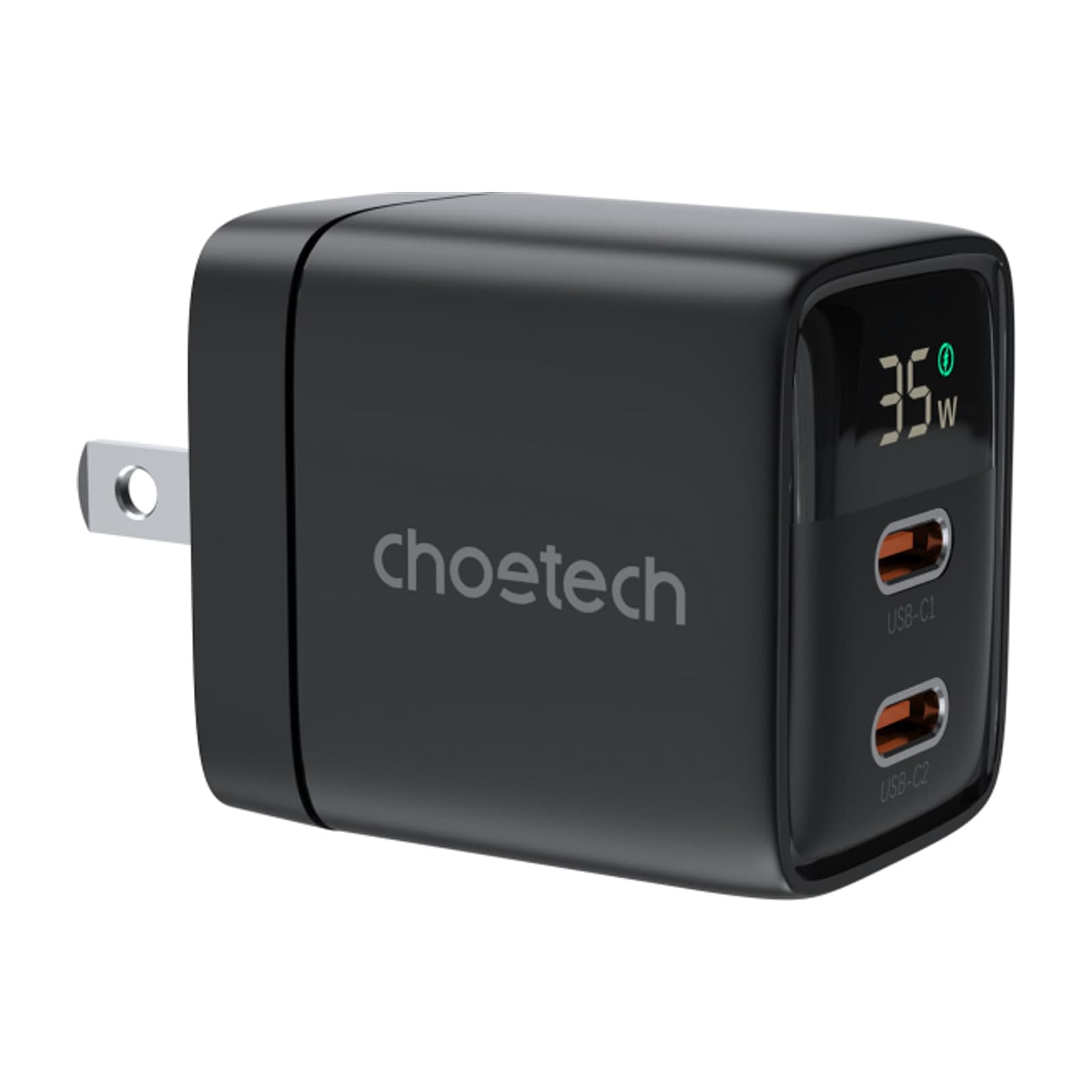Choetech NexGen PD35W GaN Charger, with display, US, 2C, black