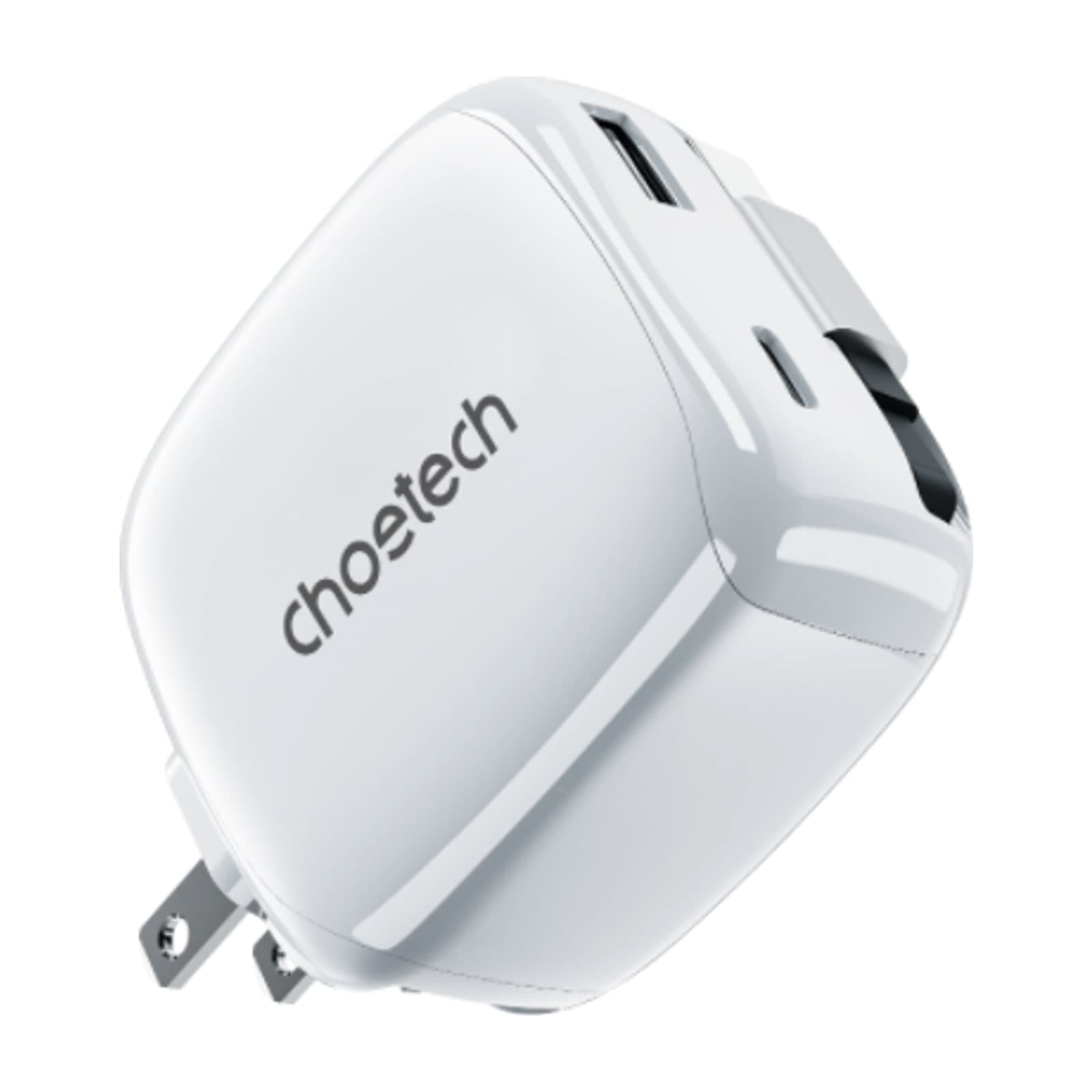 Choetech NexGen PD45W GaN Charger, with retractable type-C cable, US, 1A1C, black and white