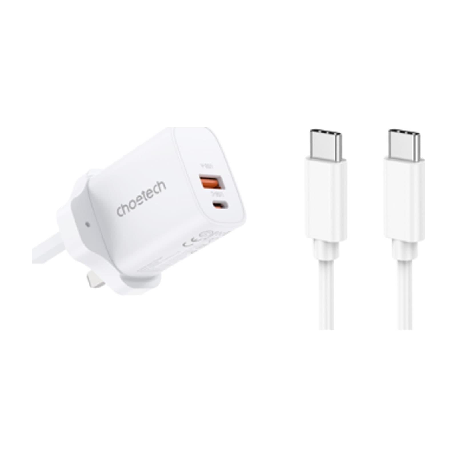 Choetech PowiX PD20W wall Charger, includes CC cable.UK, 1A1C, white