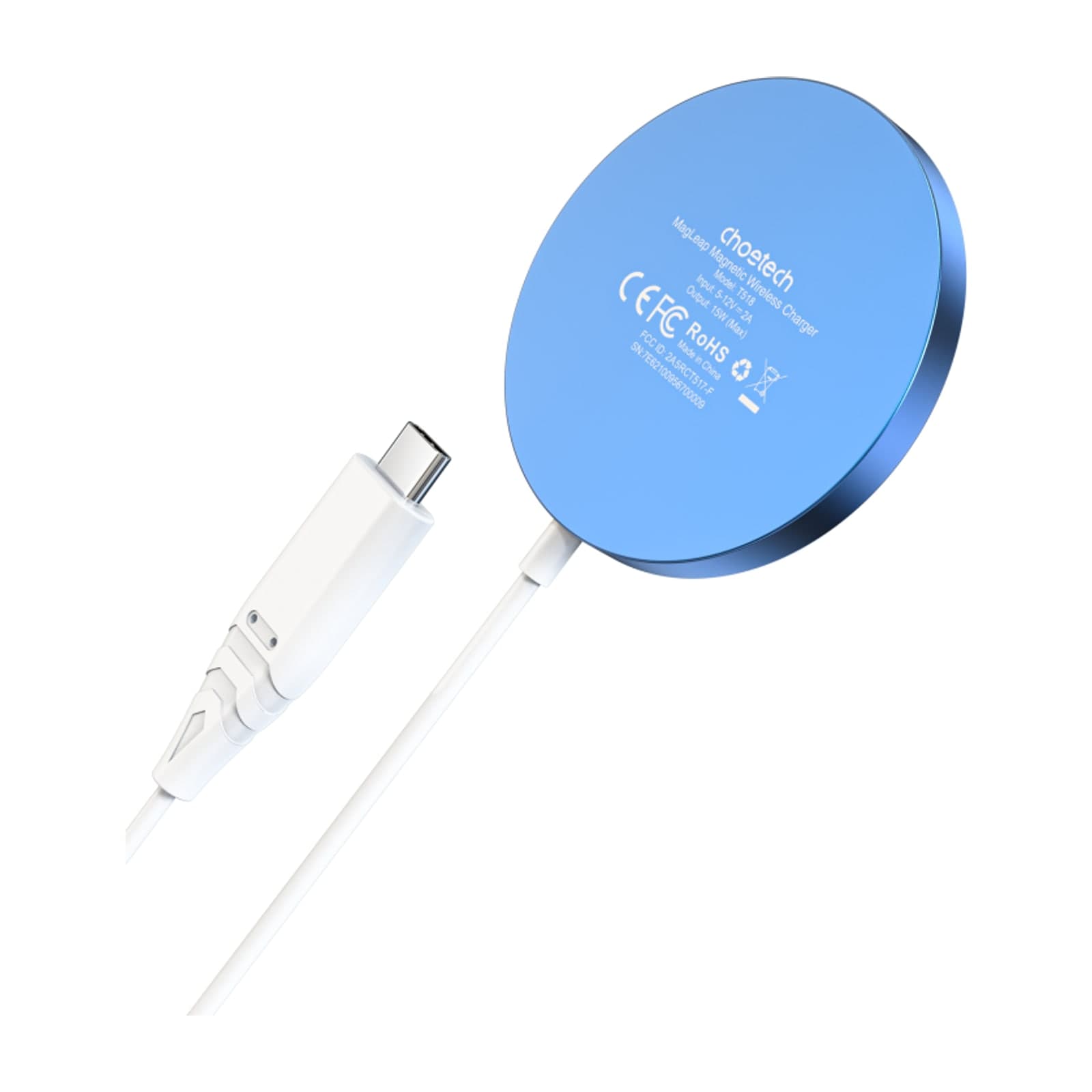 Choetech MagLeap T518-F Magnetic Wireless Charging Pad, 15W, Blue