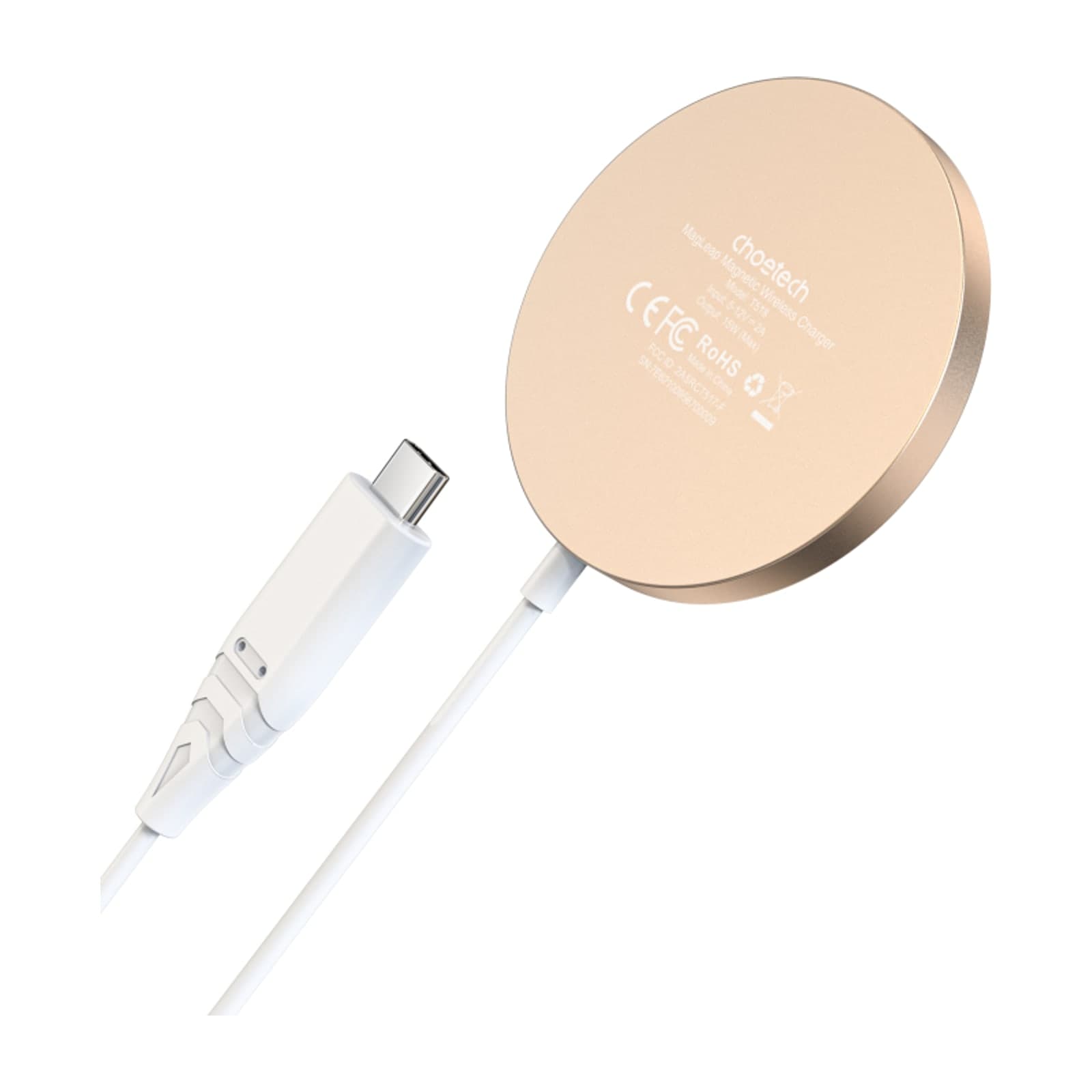 Choetech MagLeap T518-F Magnetic Wireless Charging Pad, 15W, Gold