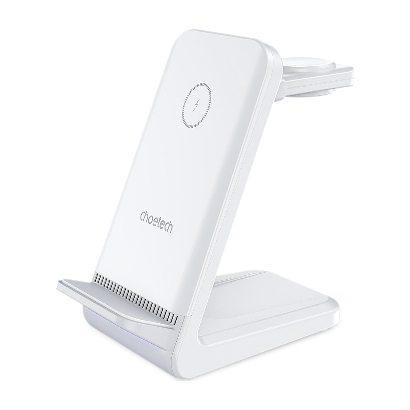 Choetech MagLeap T608-F 3-in-1 Magnetic Wireless Charger for Apple and Samsung Watches, 15W, White