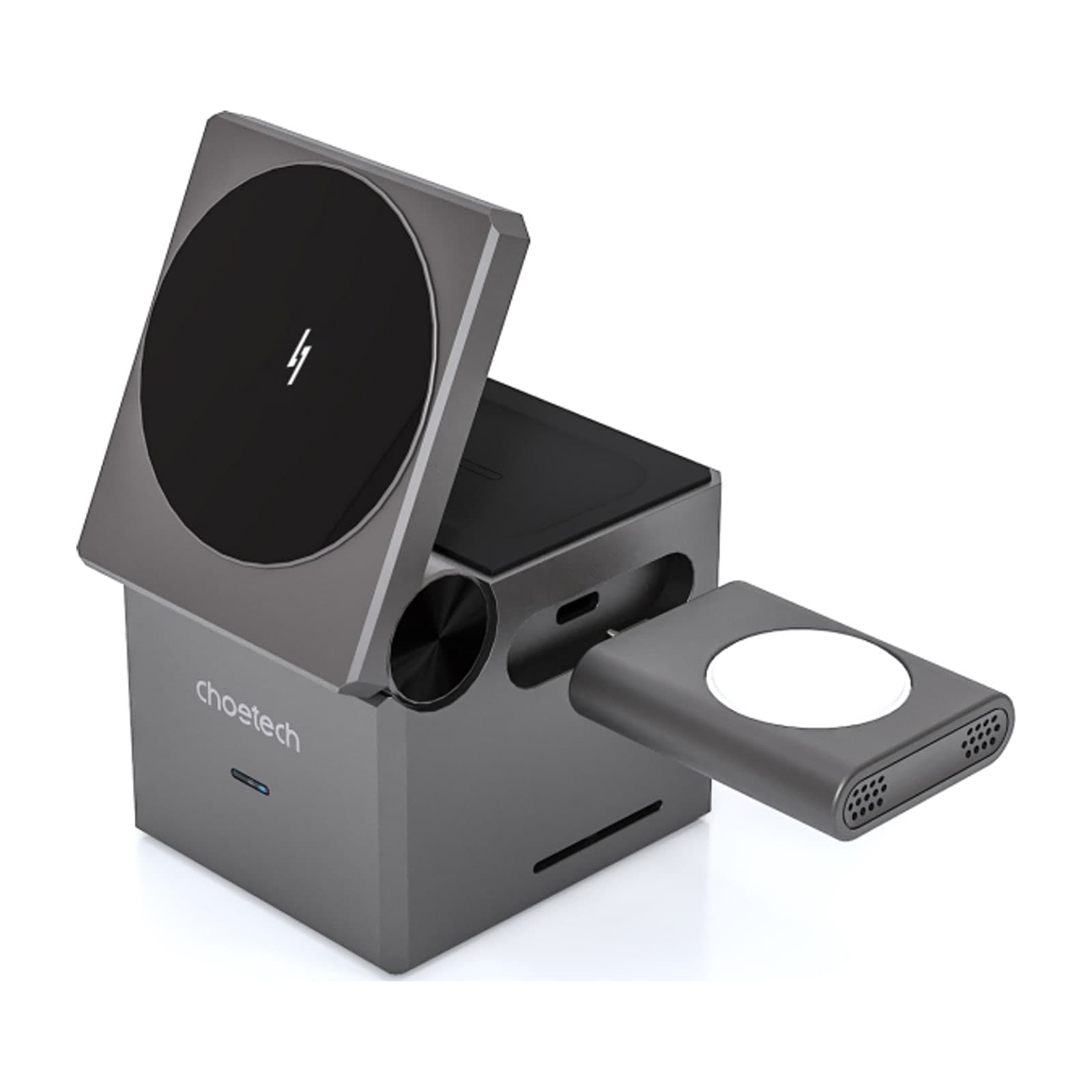 Choetech MagLeap T632-F 3-in-1 Magnetic Wireless Charger with Stand, 15W, Black