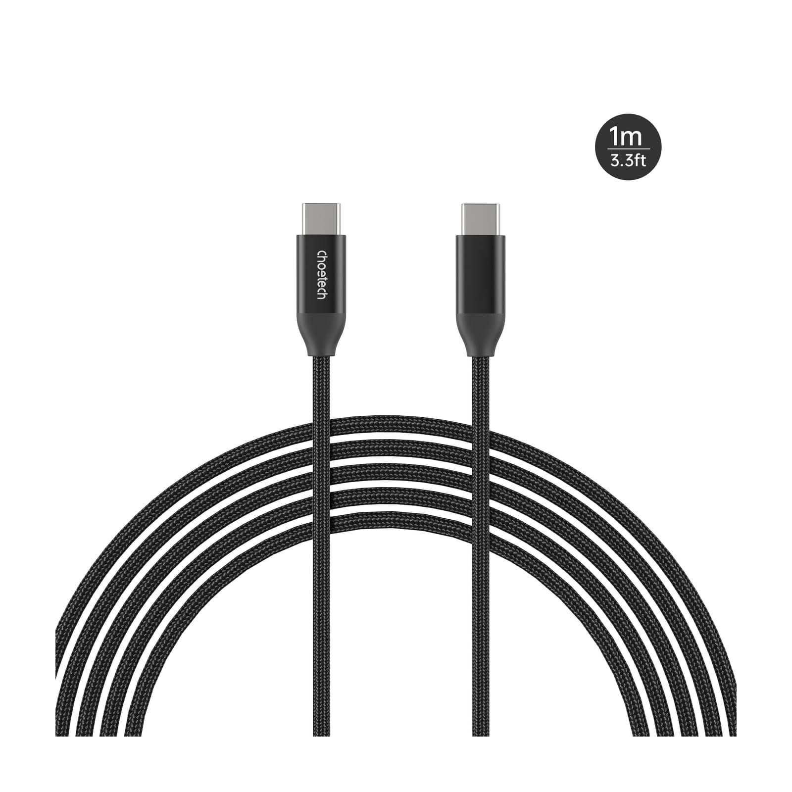 Choetech PowerSync XCC-1035 USB-C to USB-C Cable, 240 W, 1.2 m, Silver