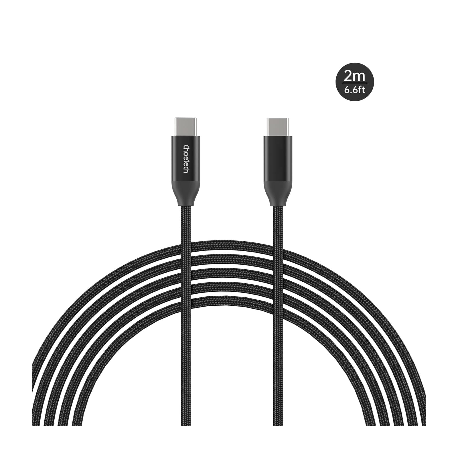 Choetech PowerSync XCC-1036 USB-C to USB-C Cable, 240 W, 2 m, Silver