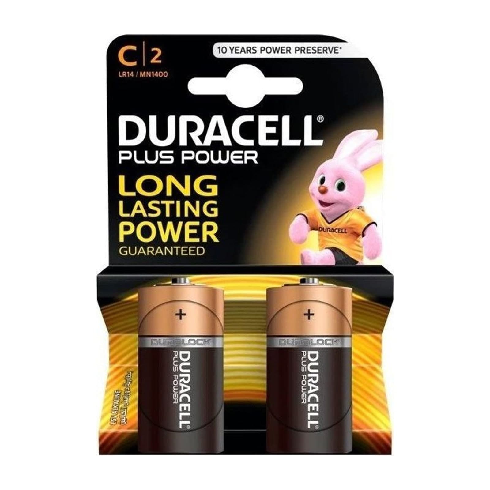 Duracell Plus Power C Alkaline Batteries, Pack of Two
