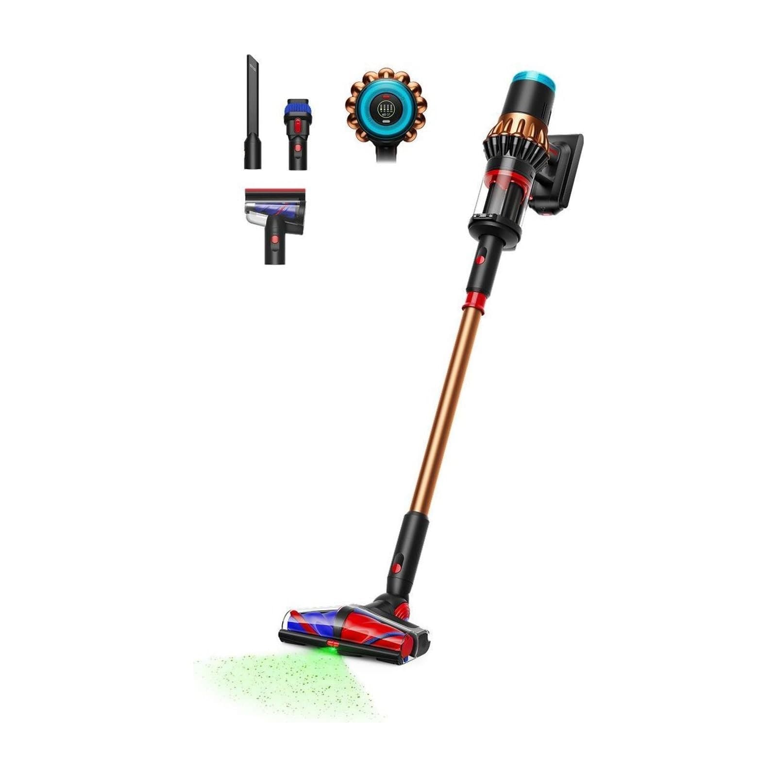 Dyson V16 Piston Animal cordless vacuum cleaner with its cleaning tools