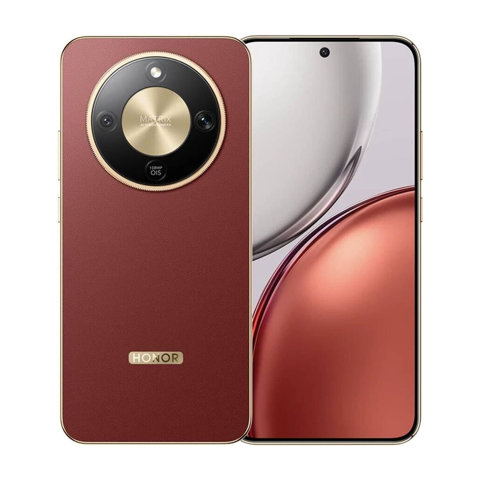 Honor X9d 5G in Reddish Brown, back and front