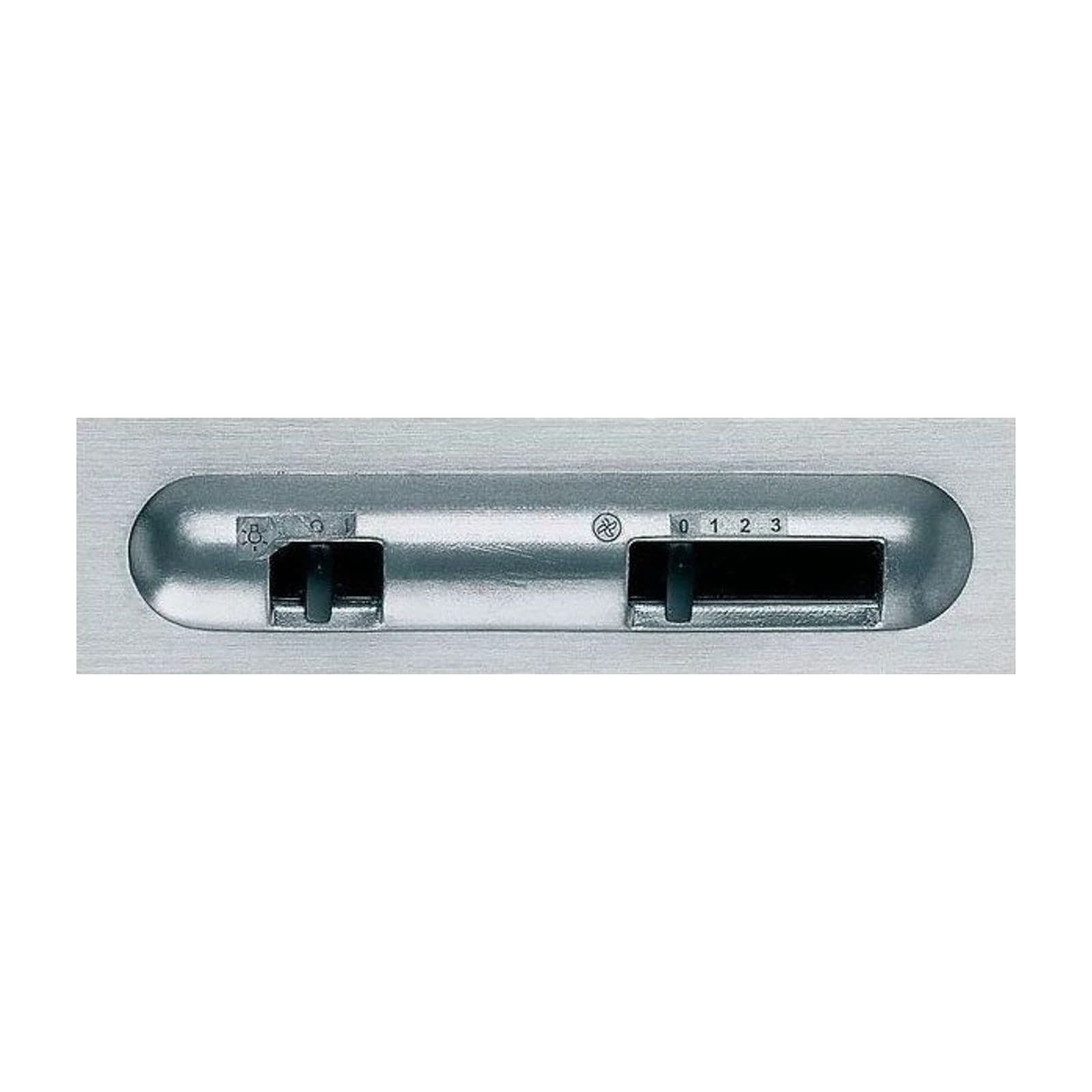 Indesit ISLK 66F LS X cooker hood, 60 cm, inox, underside showing the grease filters and control slider