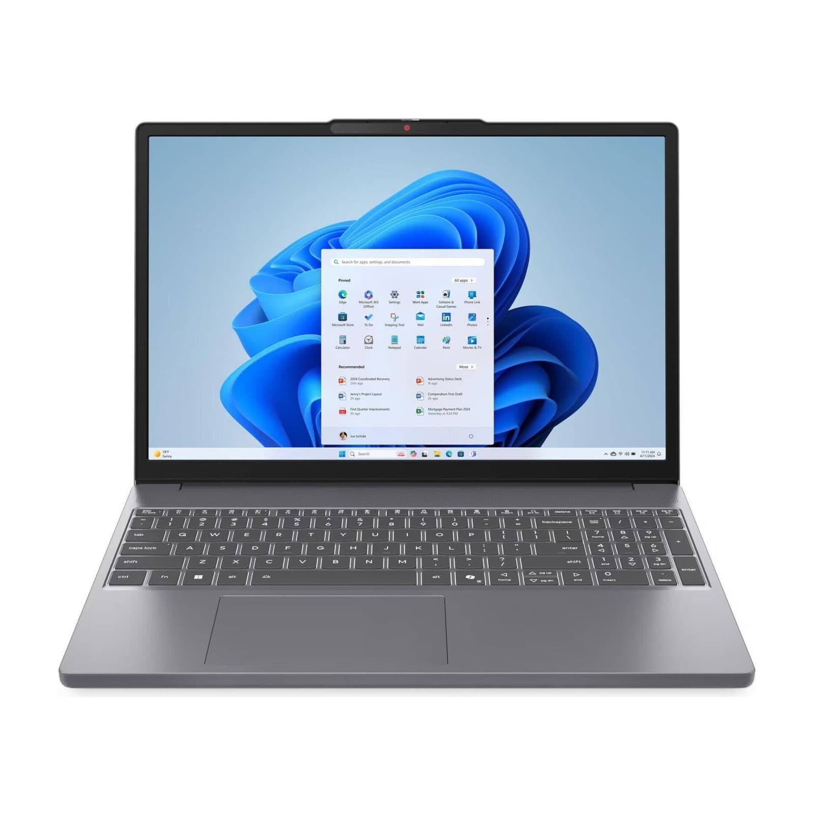 Lenovo IdeaPad Slim 3 laptop in Luna Grey, open, front