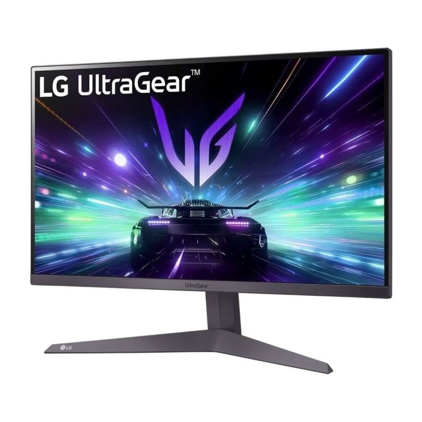 LG UltraGear 24GS50F-B 24-inch gaming monitor, front view on its stand