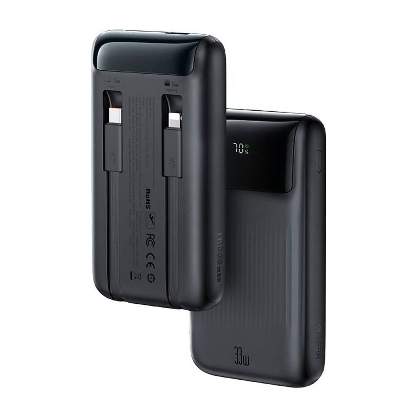 Mcdodo Power Bank 10,000 mAh, 33 W, Built-in Cables and Digital Display
