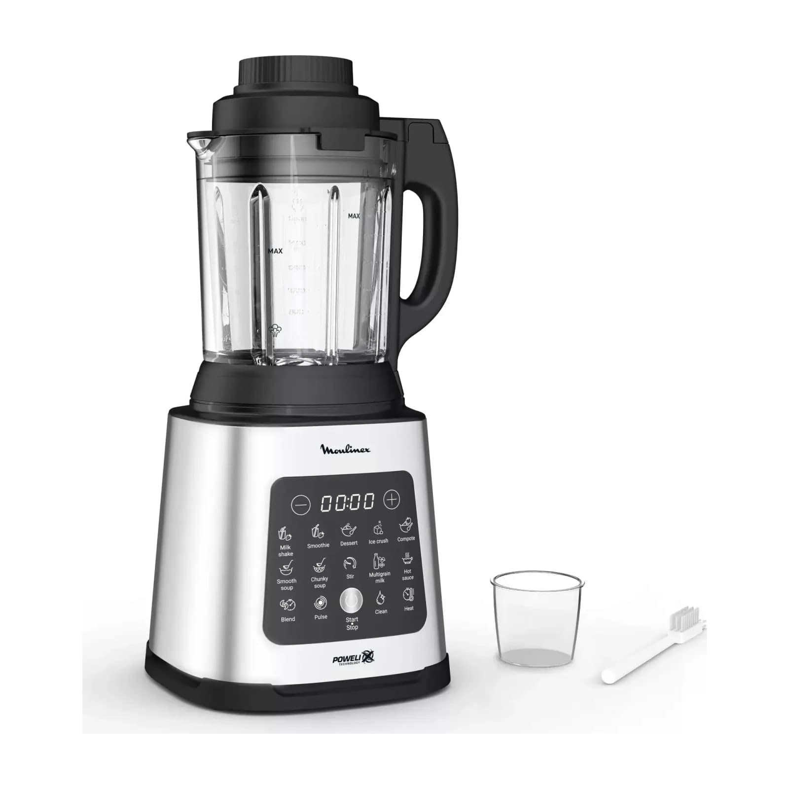 Moulinex Perfectmix Cook LM835D27 heating blender with its 2 L glass jug