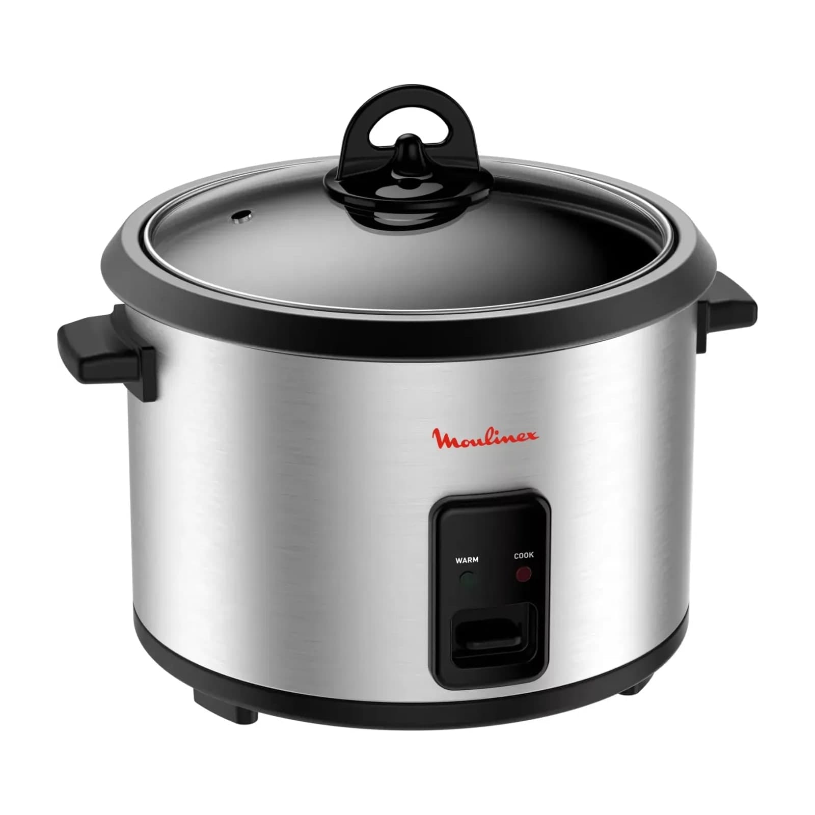 Moulinex MK123D27 rice cooker, stainless steel, with its glass lid