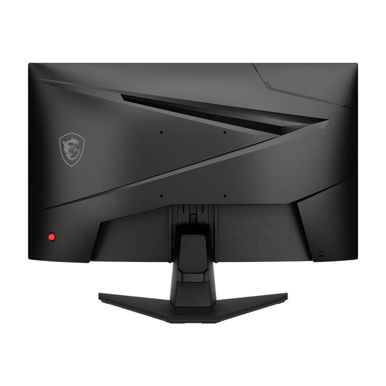 MSI MAG 244C curved gaming monitor on its stand, rear three-quarter