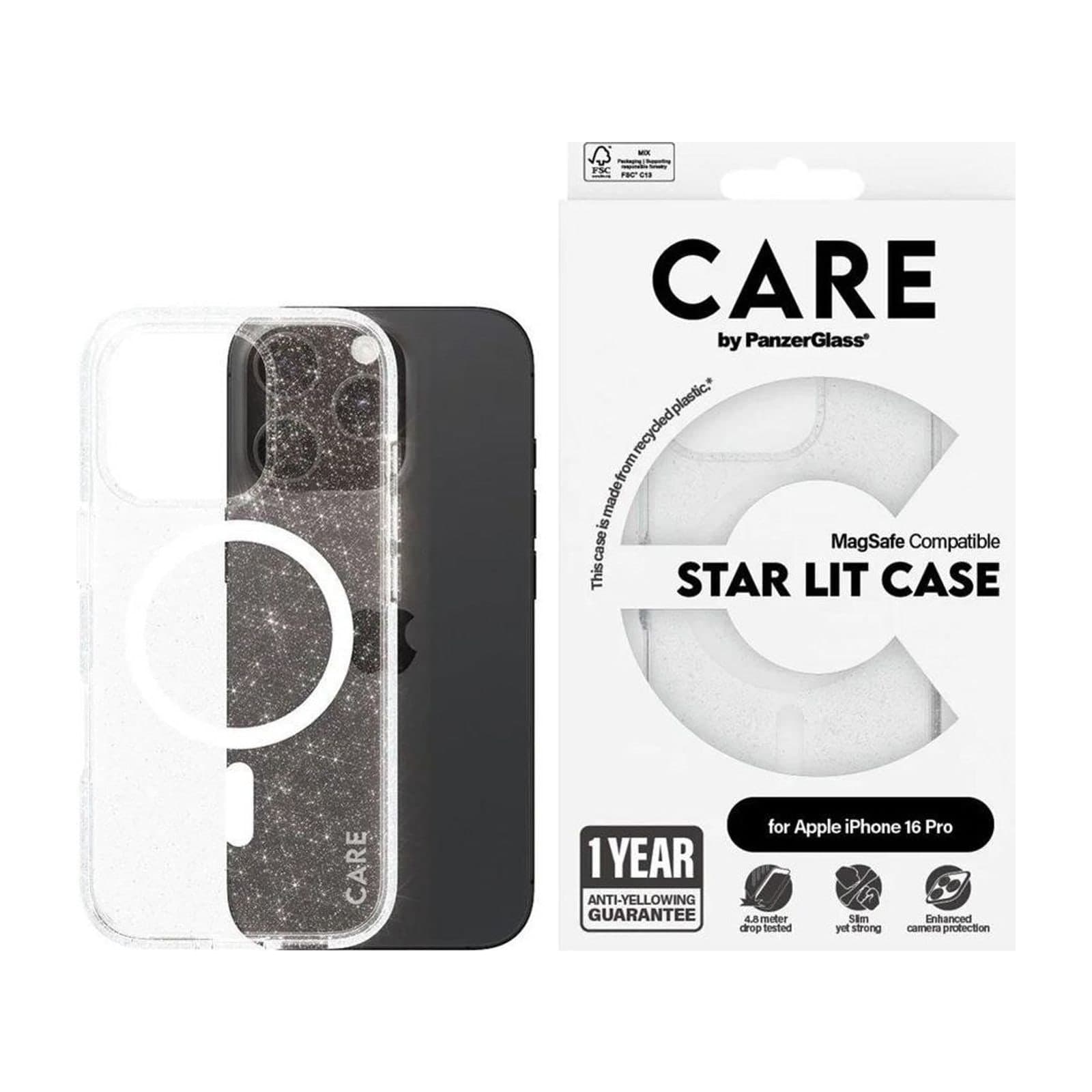 PanzerGlass Care Star Lit MagSafe Case for iPhone 16 Pro, White — alternate view