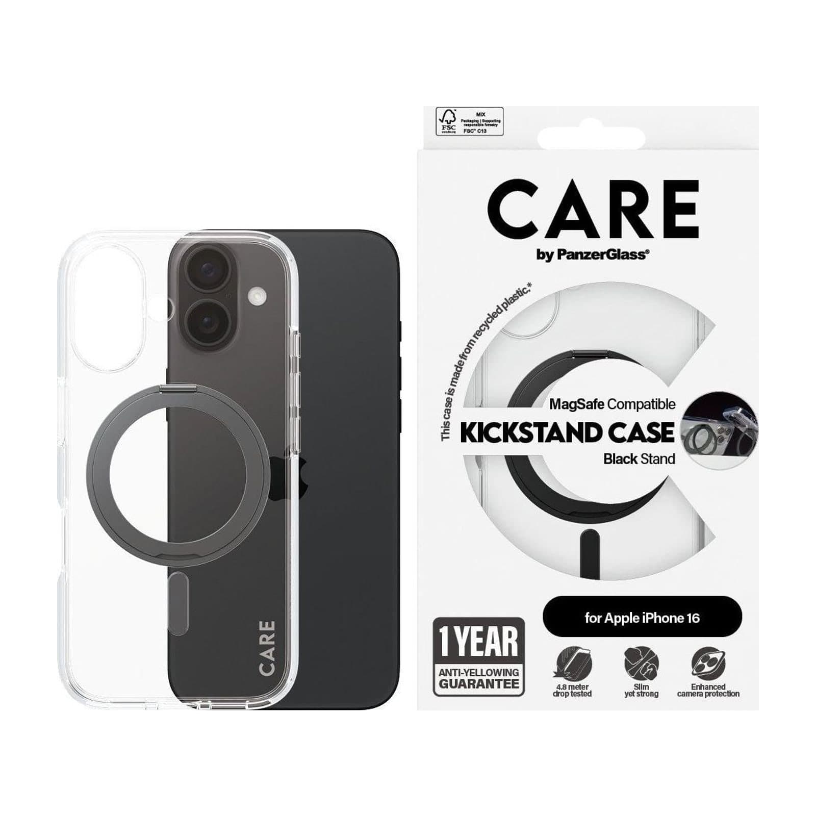 PanzerGlass MagSafe KickStand Case for iPhone 16, Black — alternate view