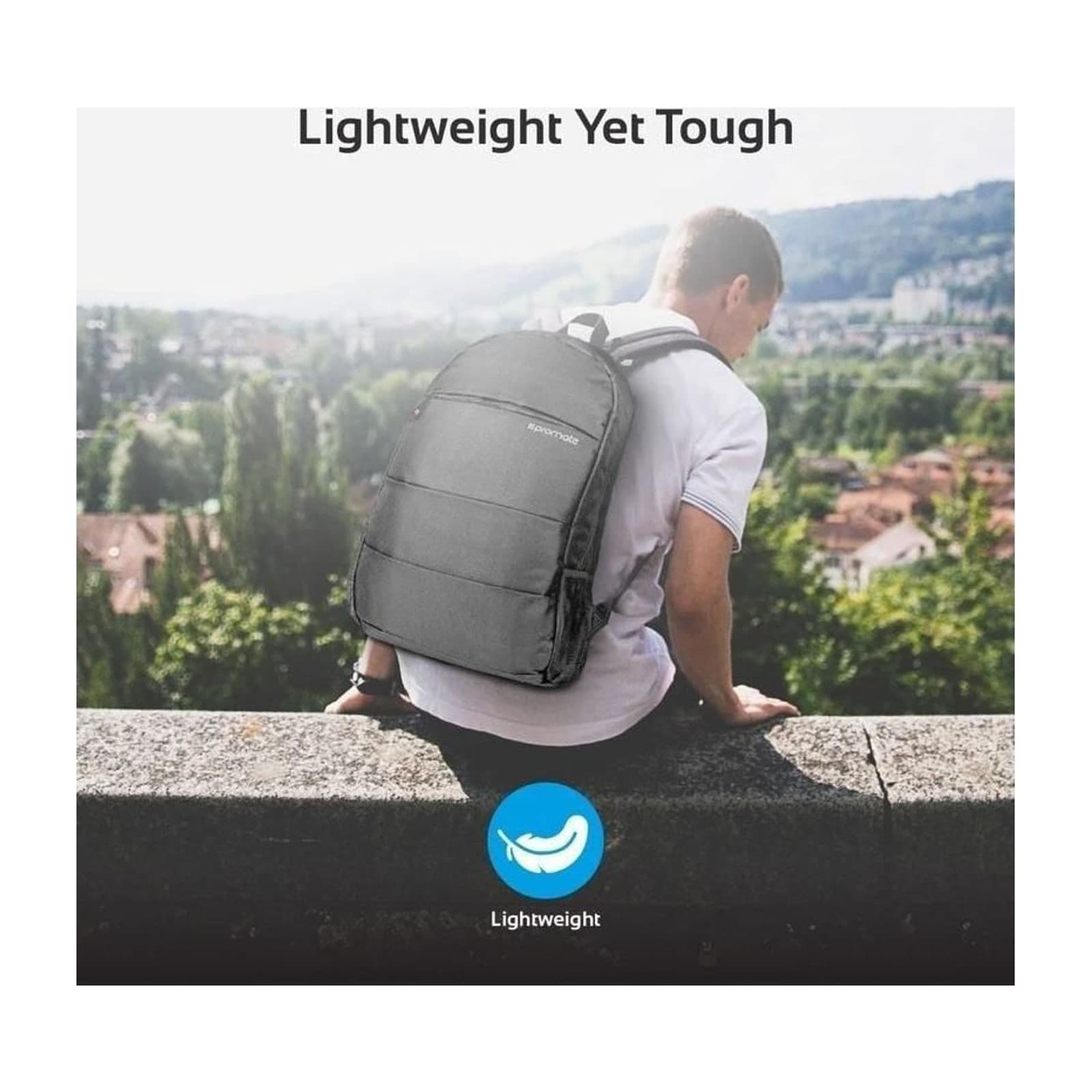 Promate Alpha Anti-Theft Laptop Backpack, 15.6-inch, Black — alternate view
