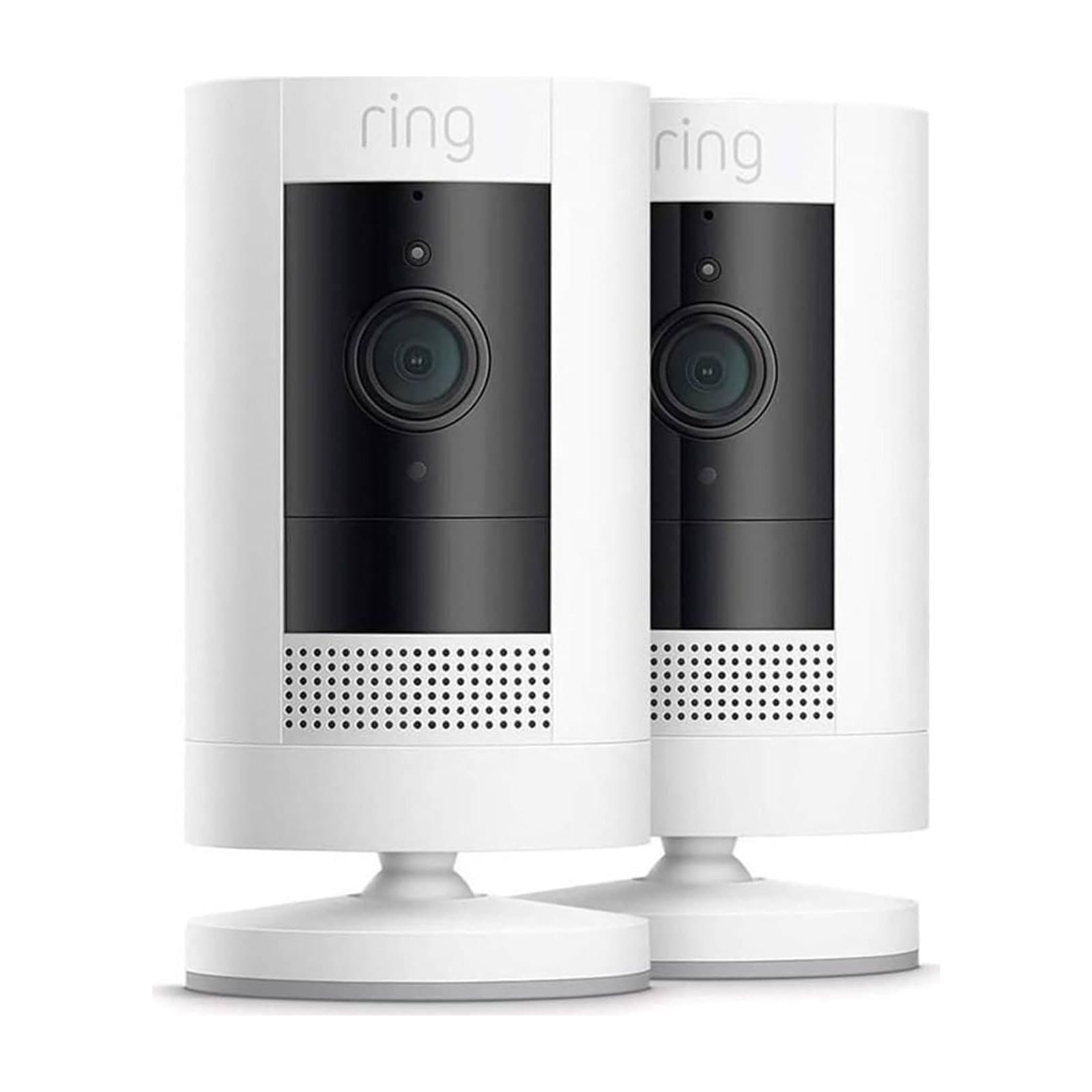 Ring Outdoor Wireless Security Camera, Two Pack, White